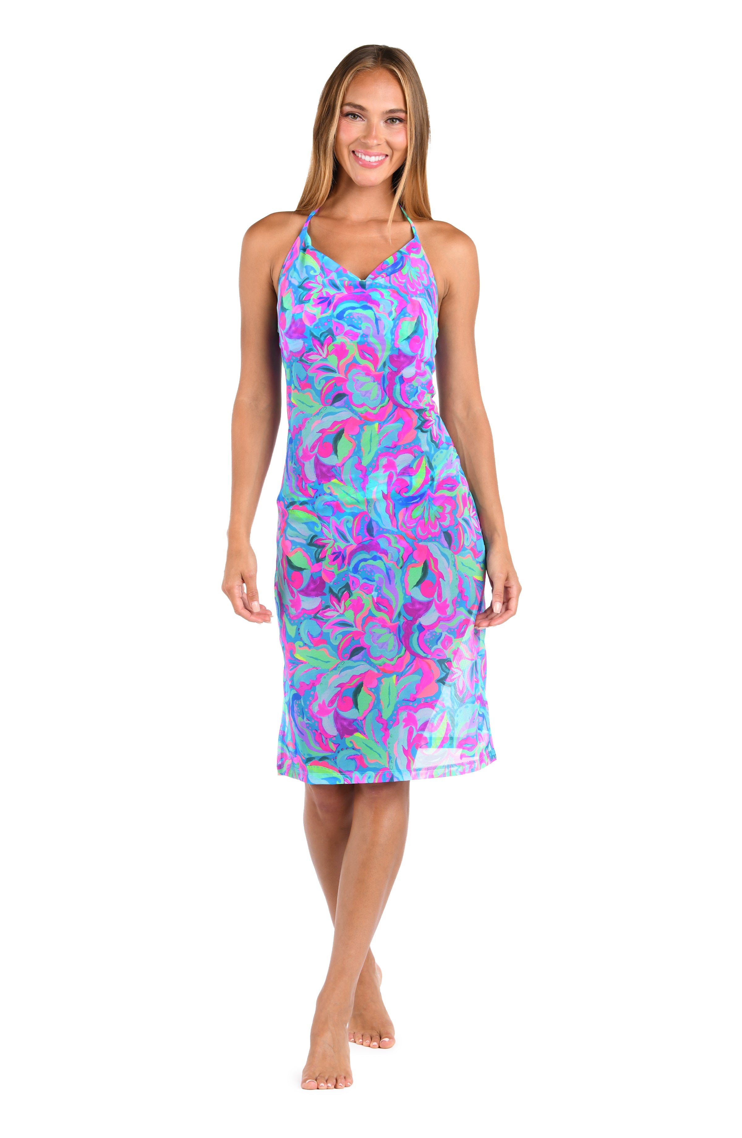 Sunshine 79 Women's Cover Up Swirltopia Halter Midi-Dress S / Multicolored Sunshine 79 Women's Cover Up Swirltopia Halter Midi-Dress S / Multicolored