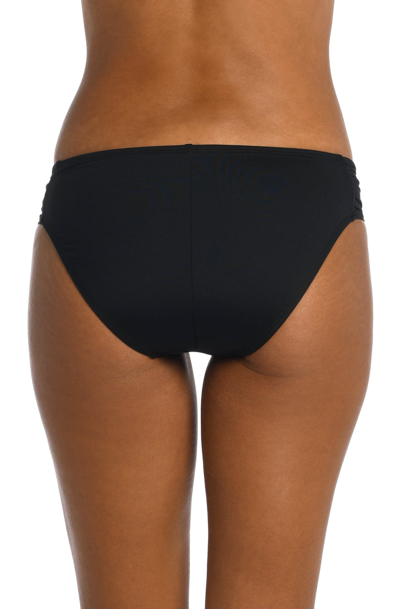 Island Goddess Side Shirred Hipster Bottom - Black