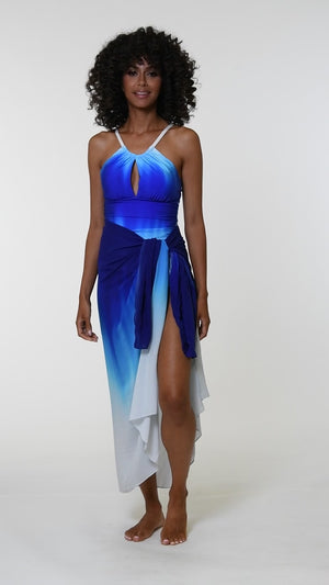 
            
                Load and play video in Gallery viewer, This is a video of a Model is wearing a sapphire colored ombre printed sarong pareo cover up from our Ocean Oasis collection!
            
        