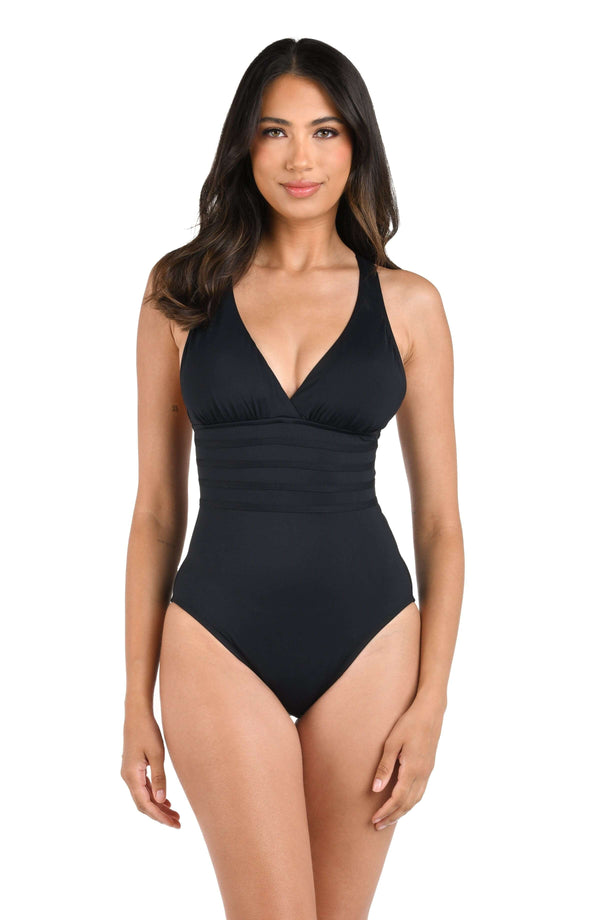 dress tankini black high neck for 15 dollars La Blanca Women's Island Goddess High Neck Tankini Top - Black