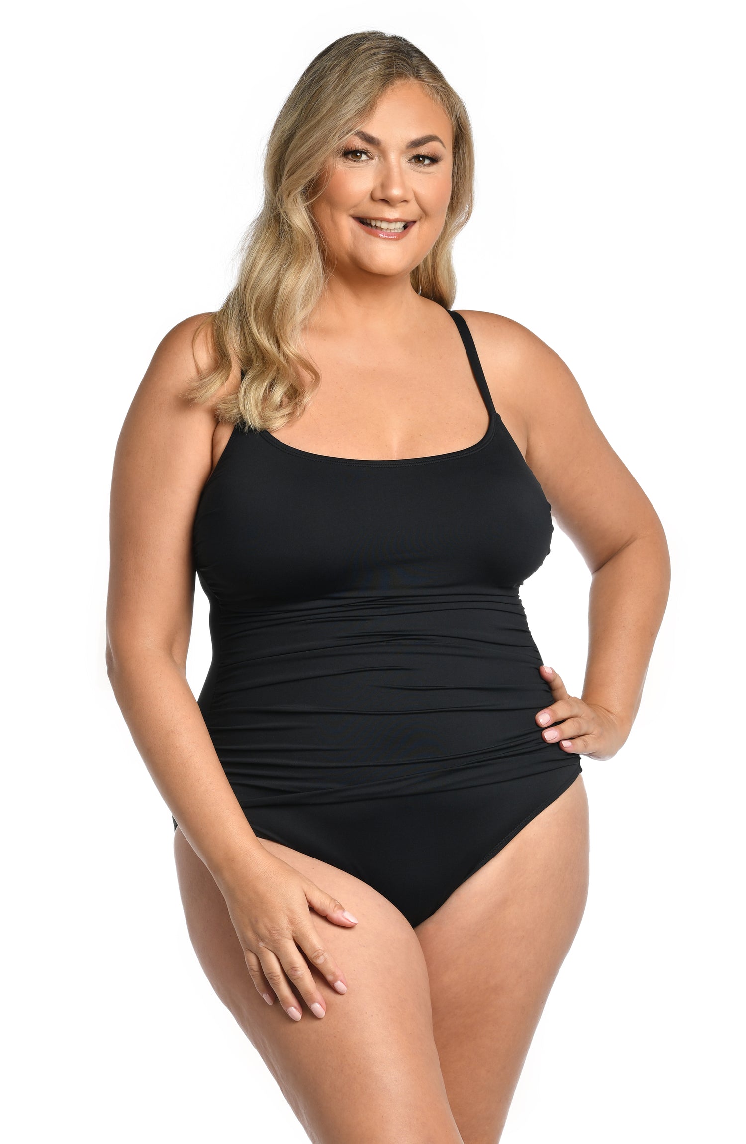 Roxanne sarong swimsuit one piece Black sizes 10 to 18 34 to 42 C