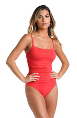 Model is wearing a multicolored Island Goddess Lingerie One Piece Swimsuit