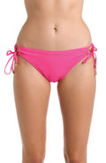 Model is wearing a multicolored Island Goddess Side Tie Hipster Swimsuit Bottom