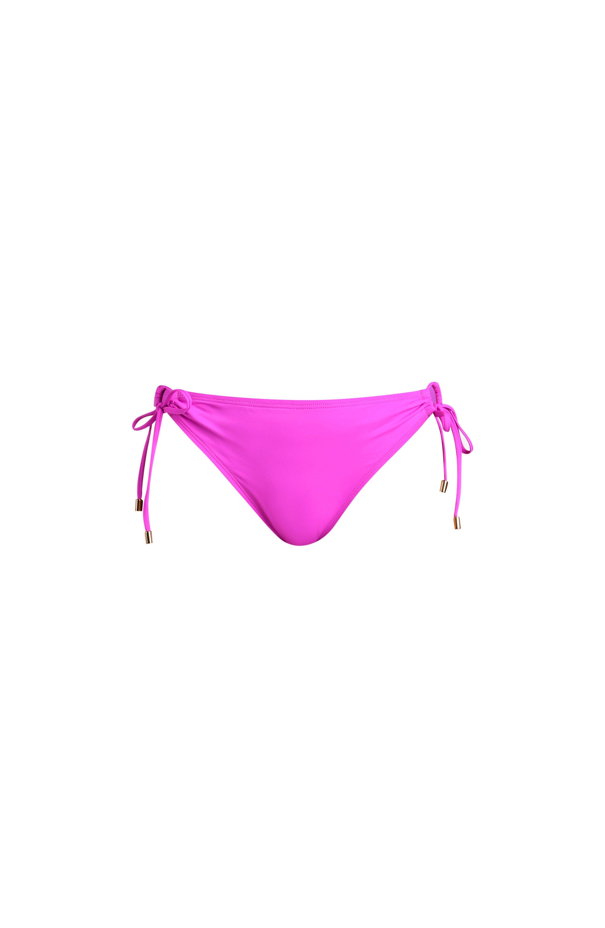 Violet colored bikini bottom with tie sides on a white background