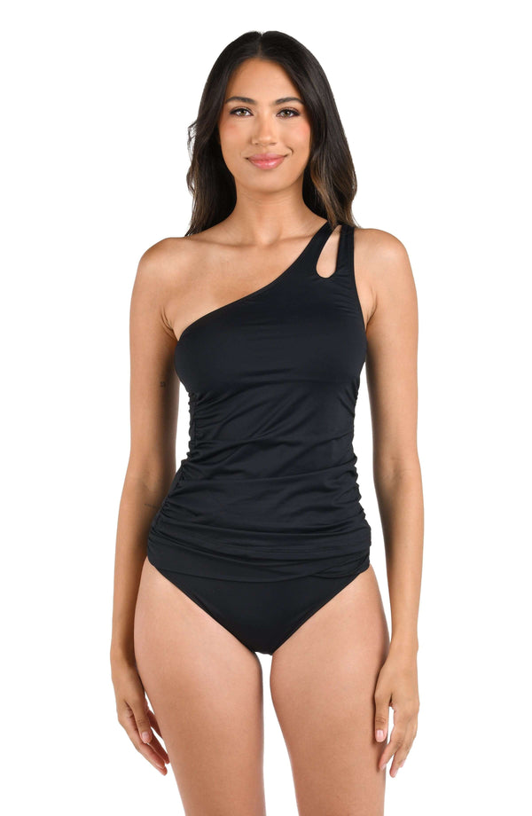 La Blanca Women's Island Goddess High Neck Tankini Top - Black La Blanca Women's Island Goddess High Neck Tankini Top - Black