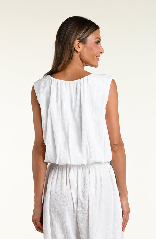 La Blanca Puckered Up Sleeveless Top - White