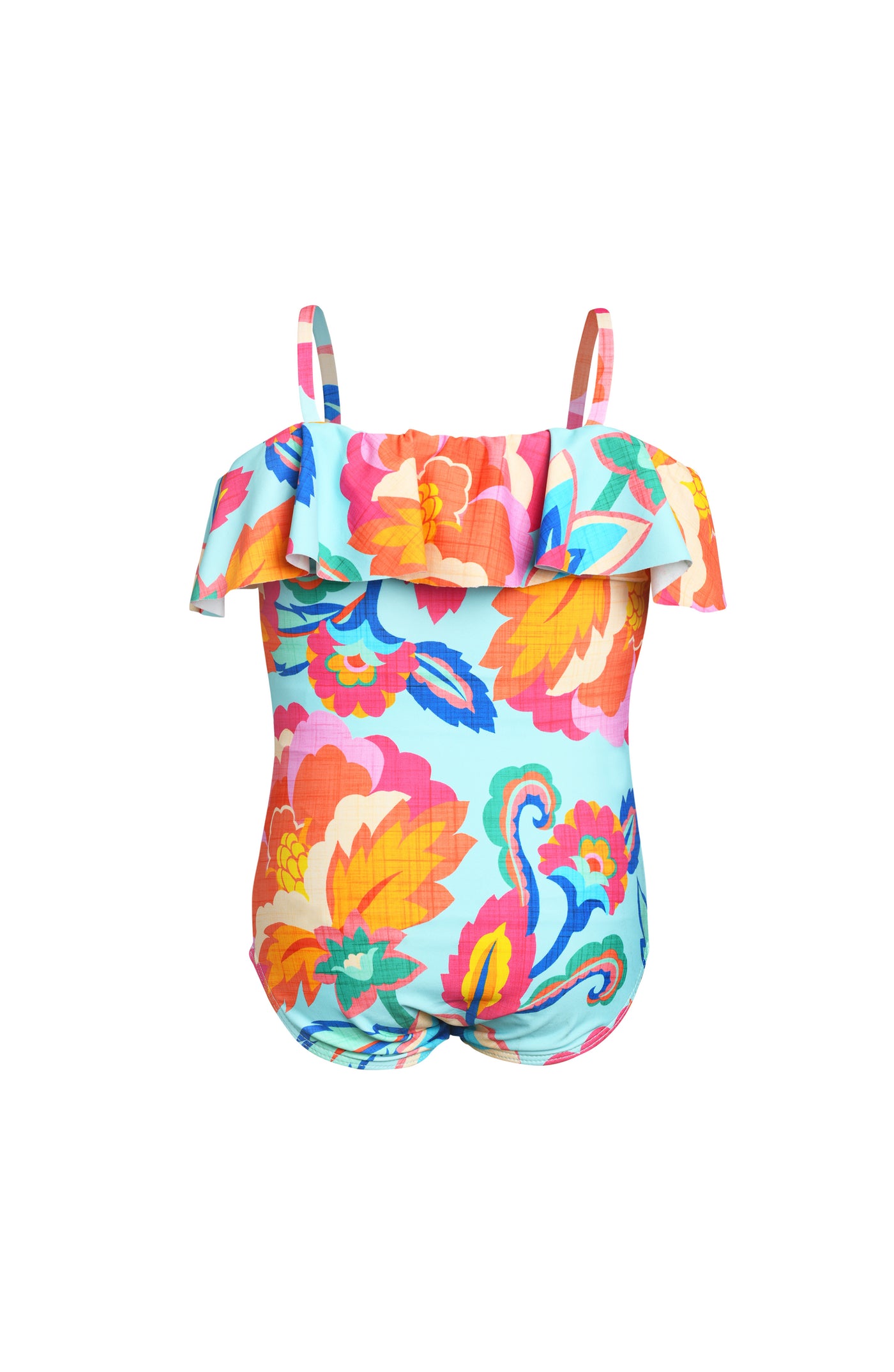 
                  
                    Colorful floral swimsuit with a hood on a white background
                  
                