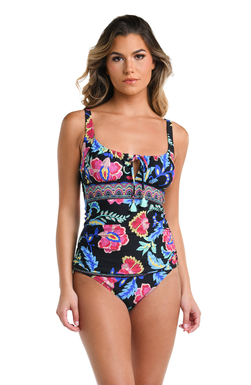 Midnight Magic Over the Shoulder Tankini Top