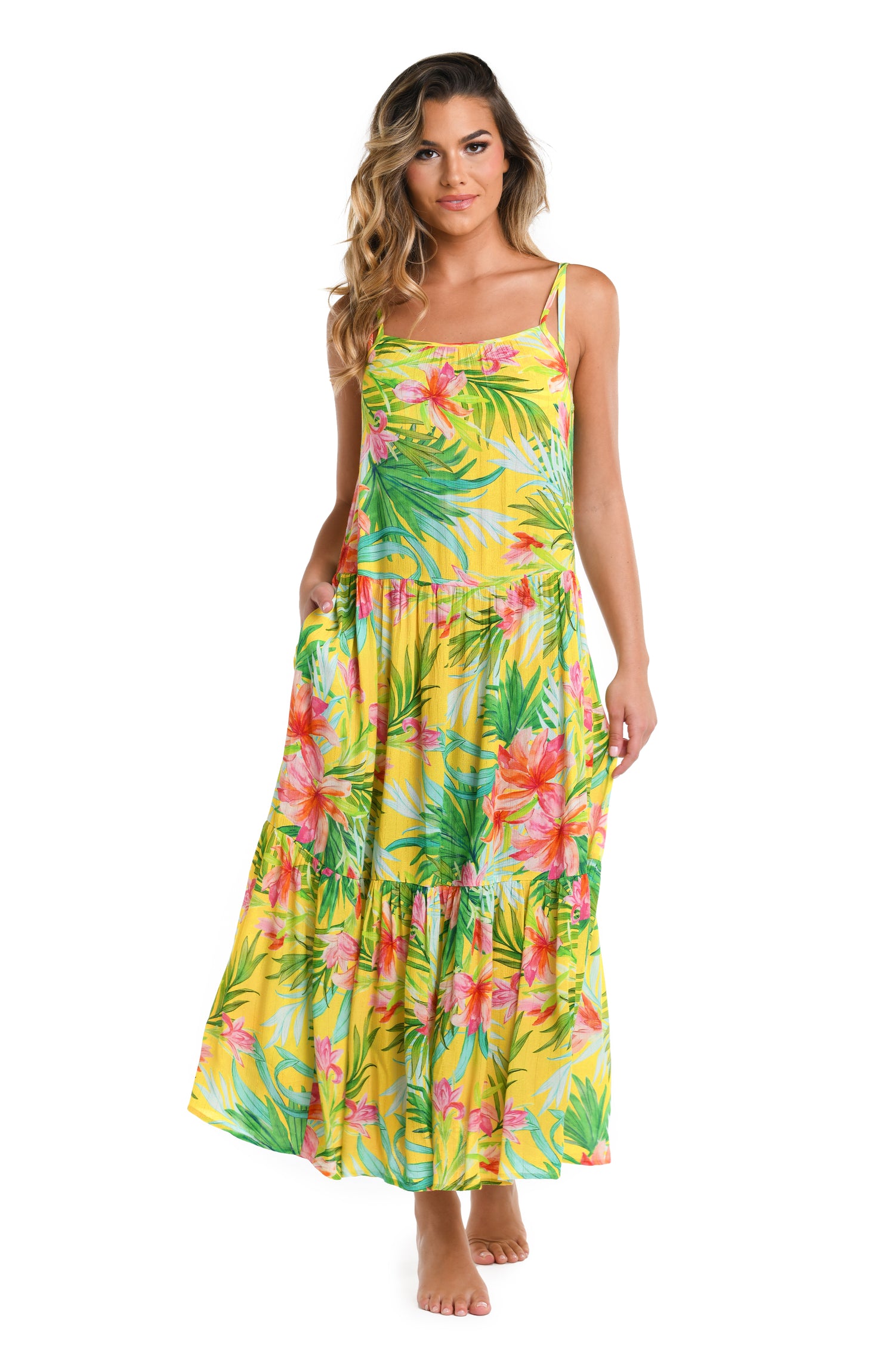Calypso Bloom Tiered Midi Dress