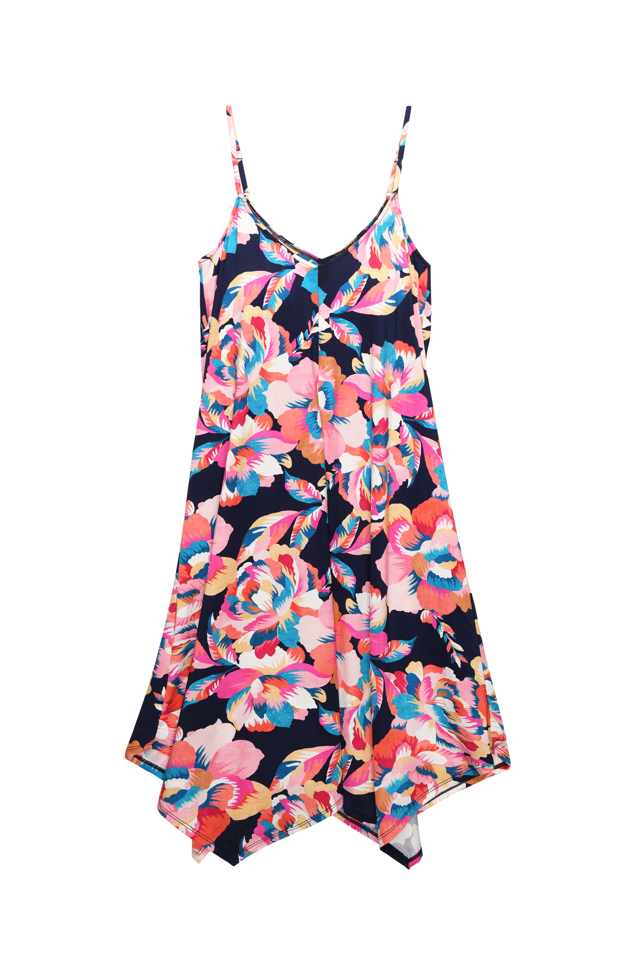 Model is wearing a multicolored Midi Dress Swimsuit Cover Up