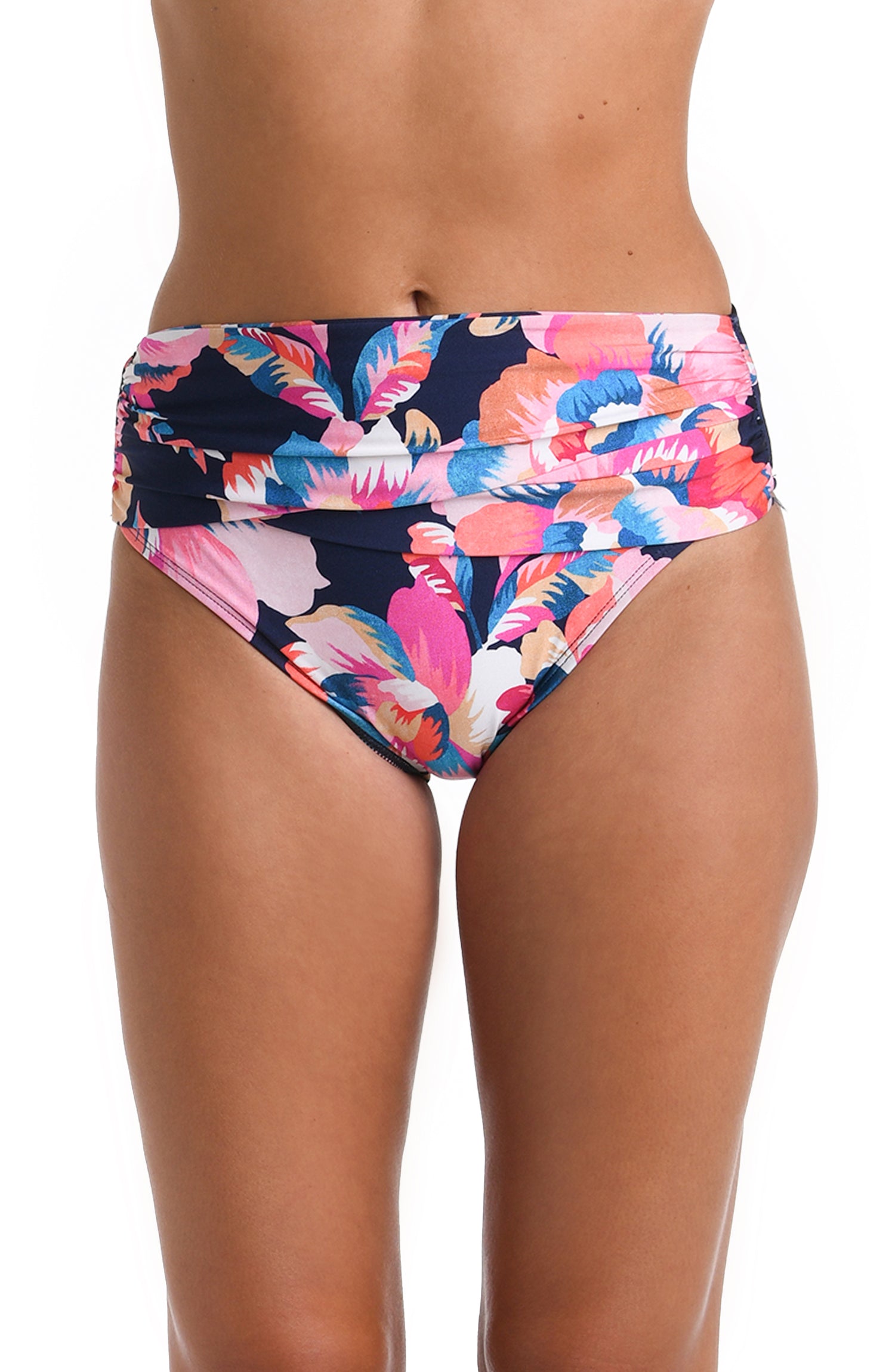 Model is wearing a multicolored Mid Waist Sash Band Swimsuit Bottom