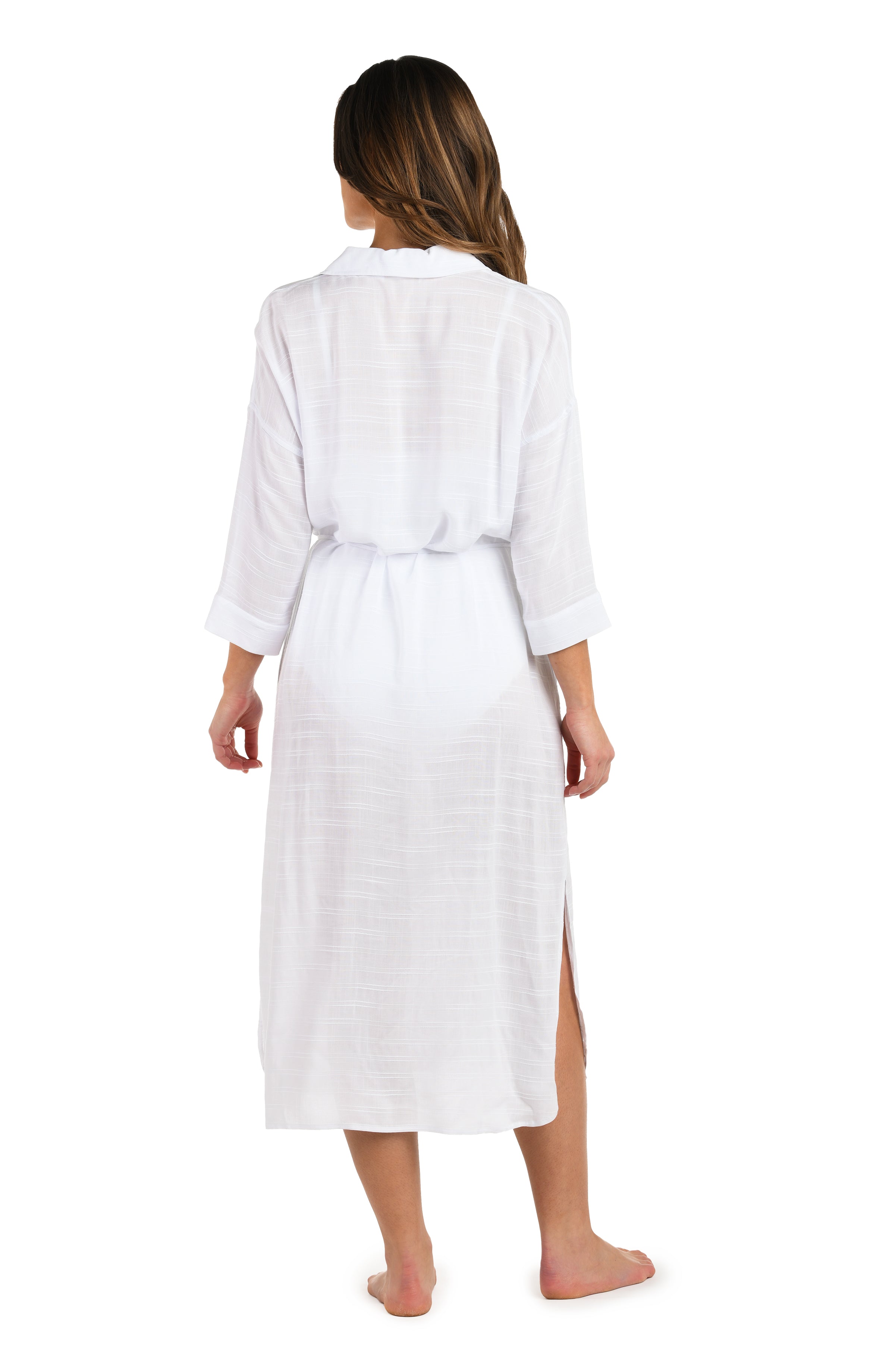 La Blanca Women's Cover Up Sea Cove Covers Button Up Shirt Dress S / White La Blanca Women's Cover Up Sea Cove Covers Button Up Shirt Dress S / White