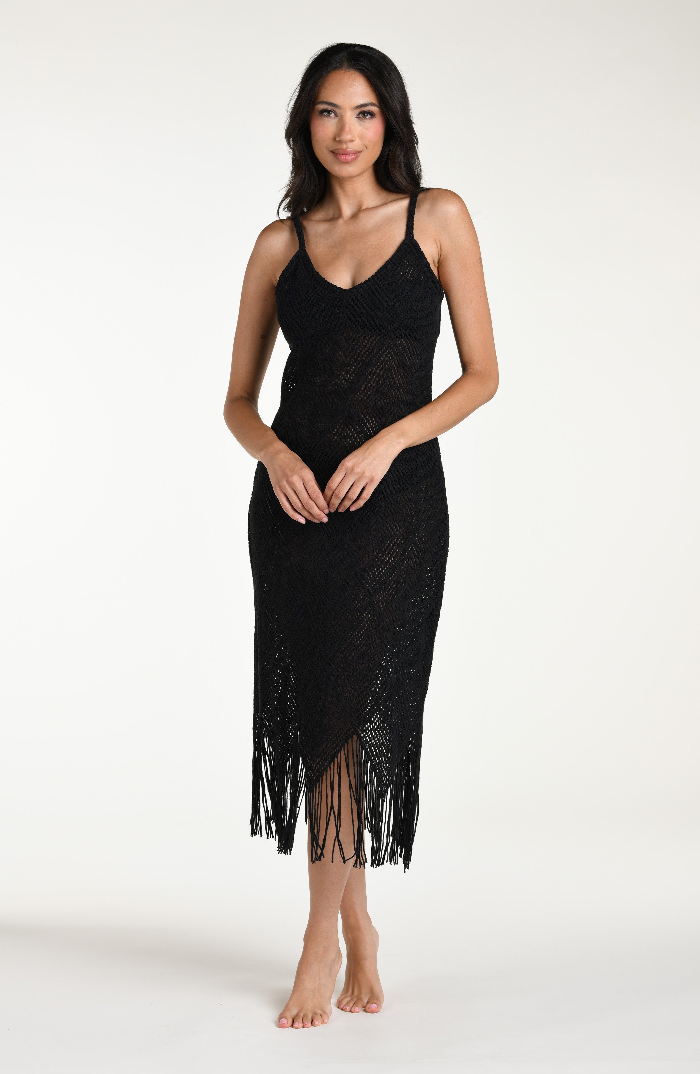 Crochet the Day V-Neck Crochet Midi Dress