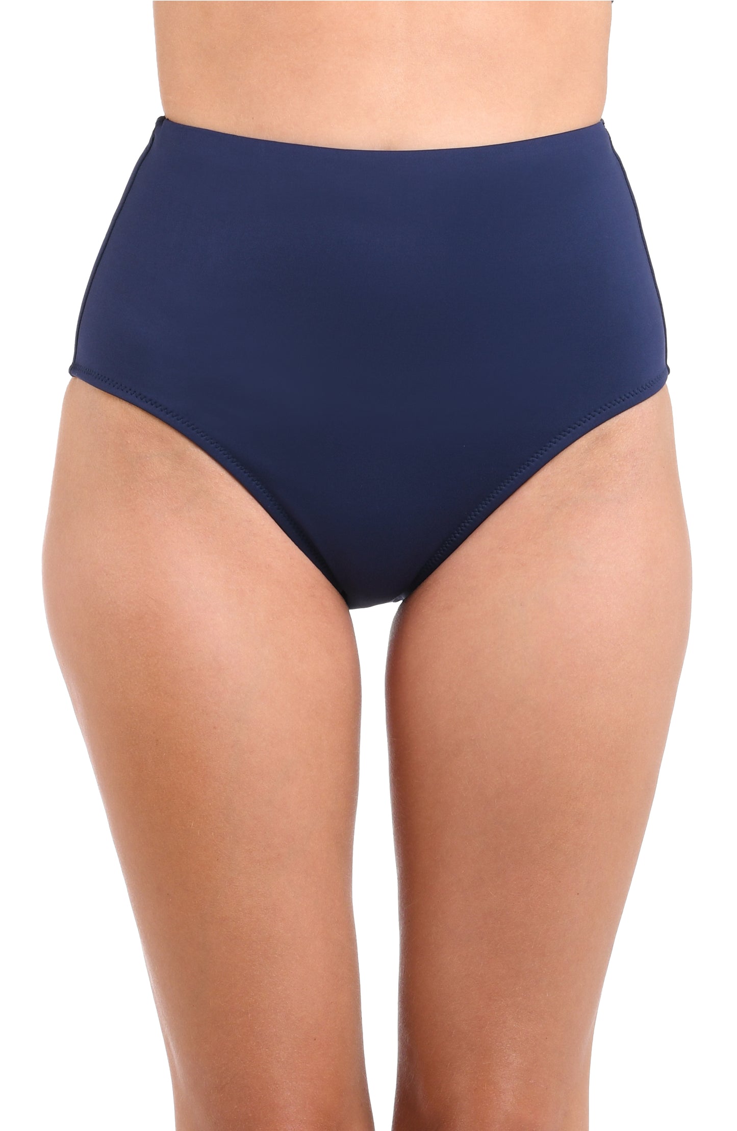 Model is wearing a LB LUXE Ultra High Waist Bottom in Indigo.