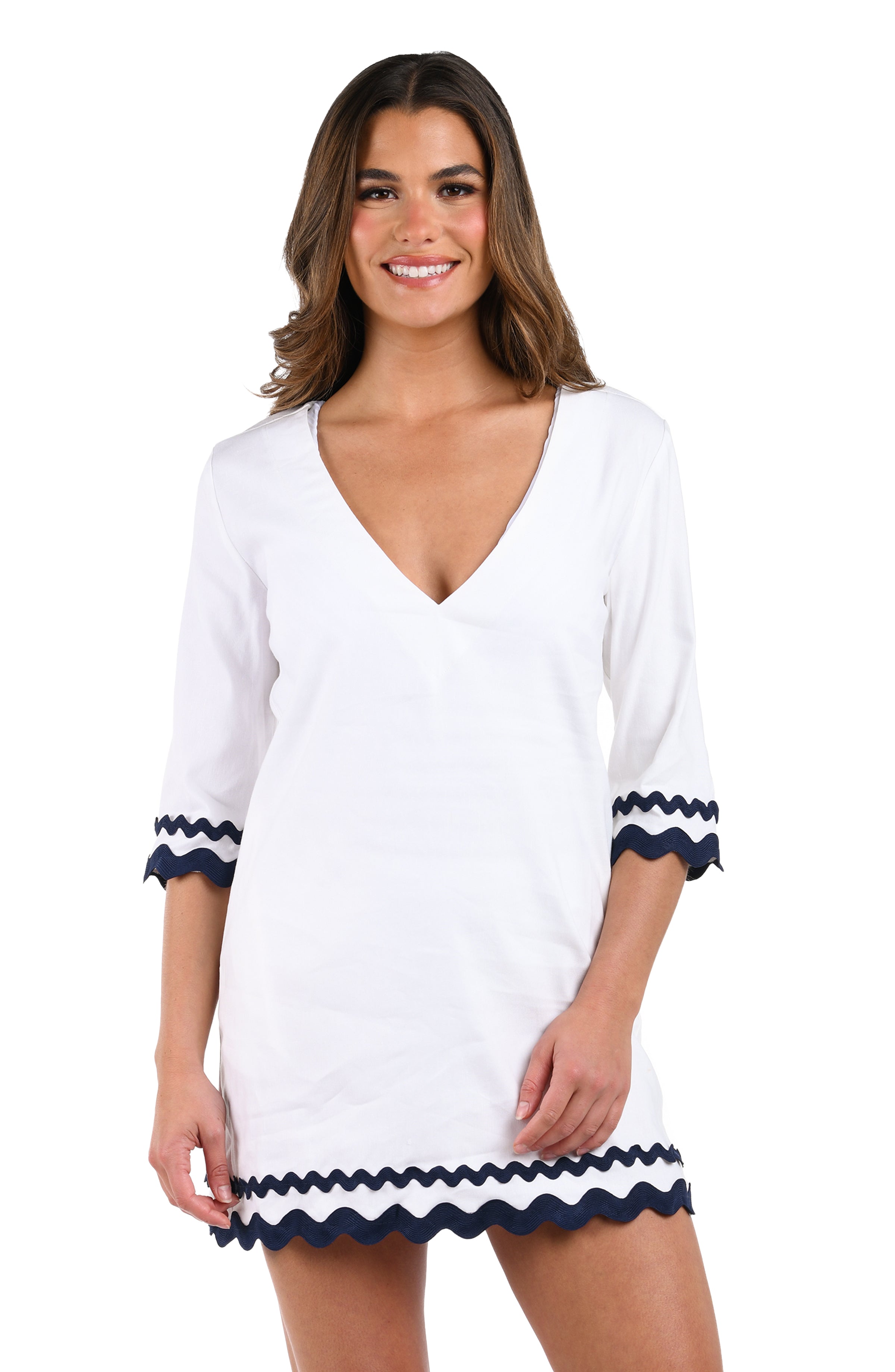 NALINAE™ | Chic V-Neck Denim Tunic Top main image 1