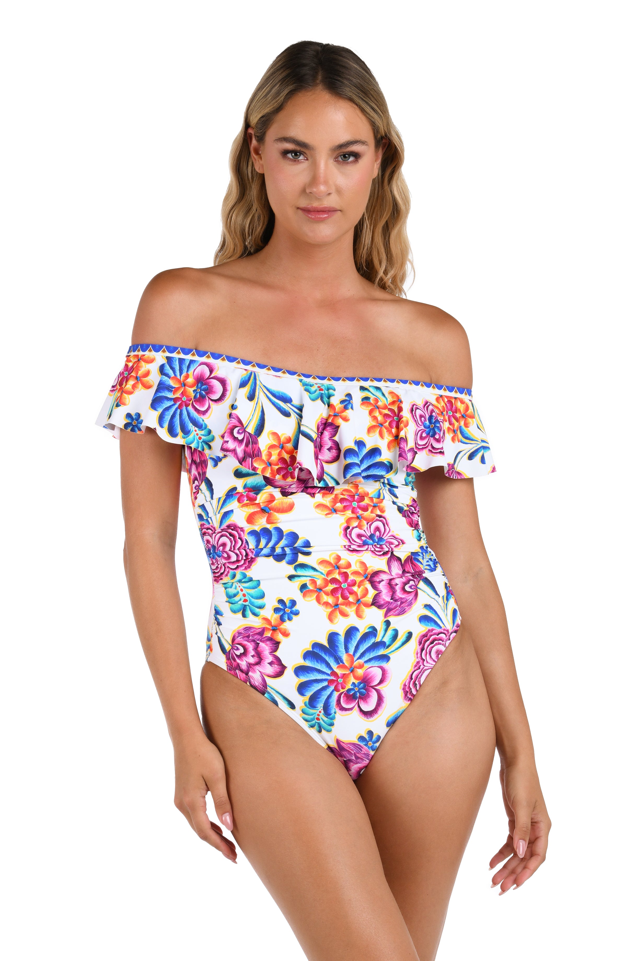 off the shoulder ruffle swim dress Island Goddess Off Shoulder Ruffle One Piece