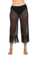 Model is wearing a Fringed Out Cropped Pant in Black.