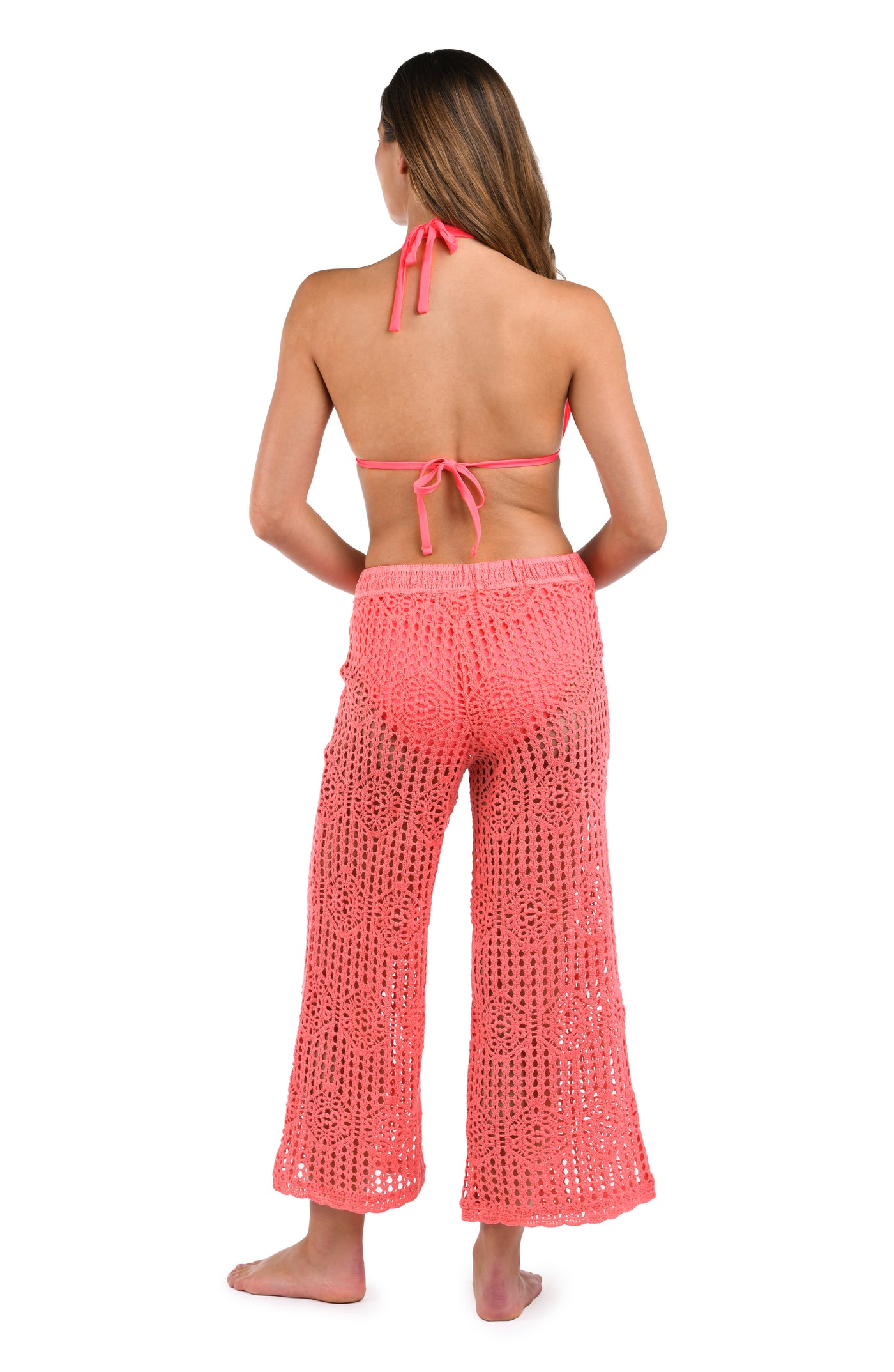 
                  
                    Back image of model wearing the Waverly Covers Cropped Pant (Unlined) in Coral Reef.
                  
                