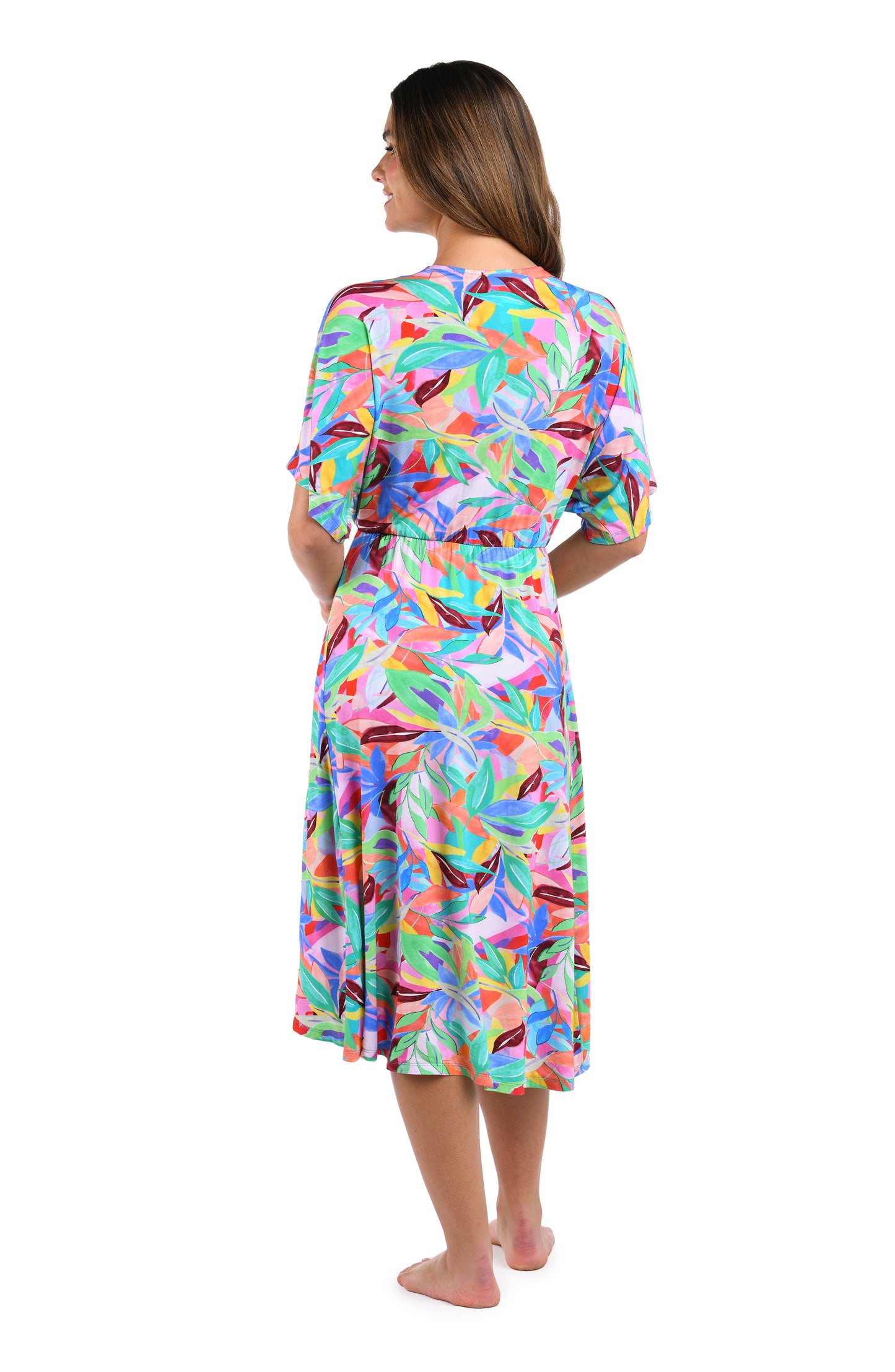 Tropi-flage Twist Front Midi Dress Cover Up