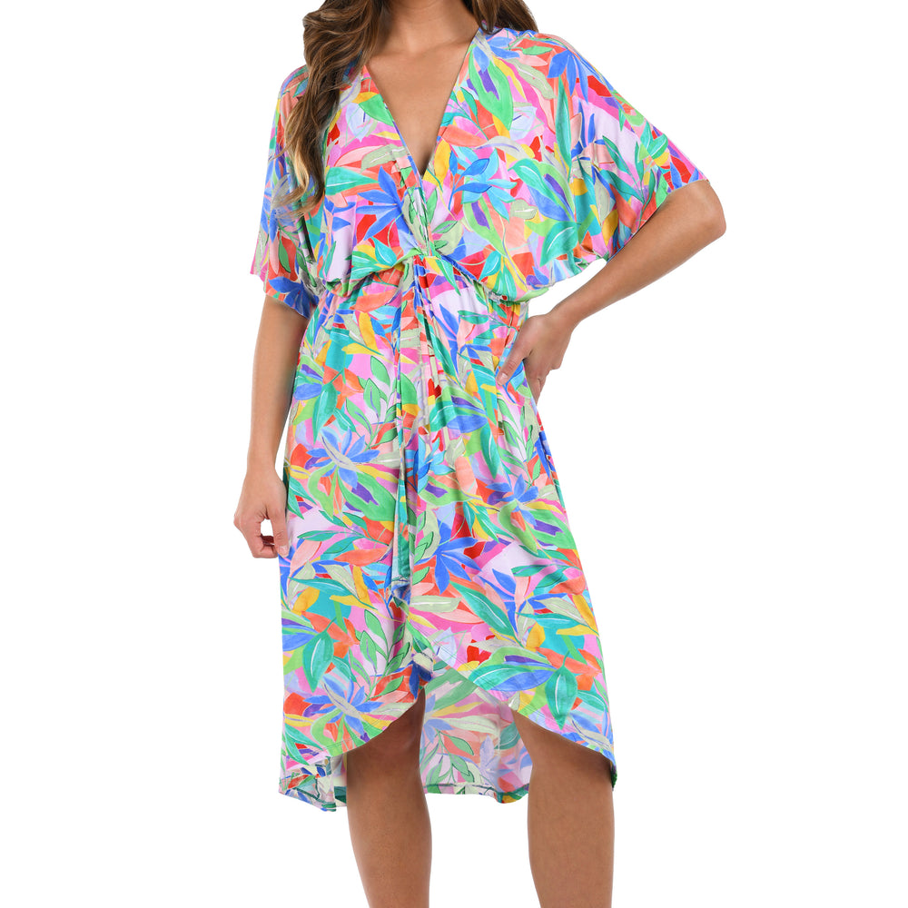 La Blanca Breeze Tie Front Cover-Up Dress in Capri Blue main image 1