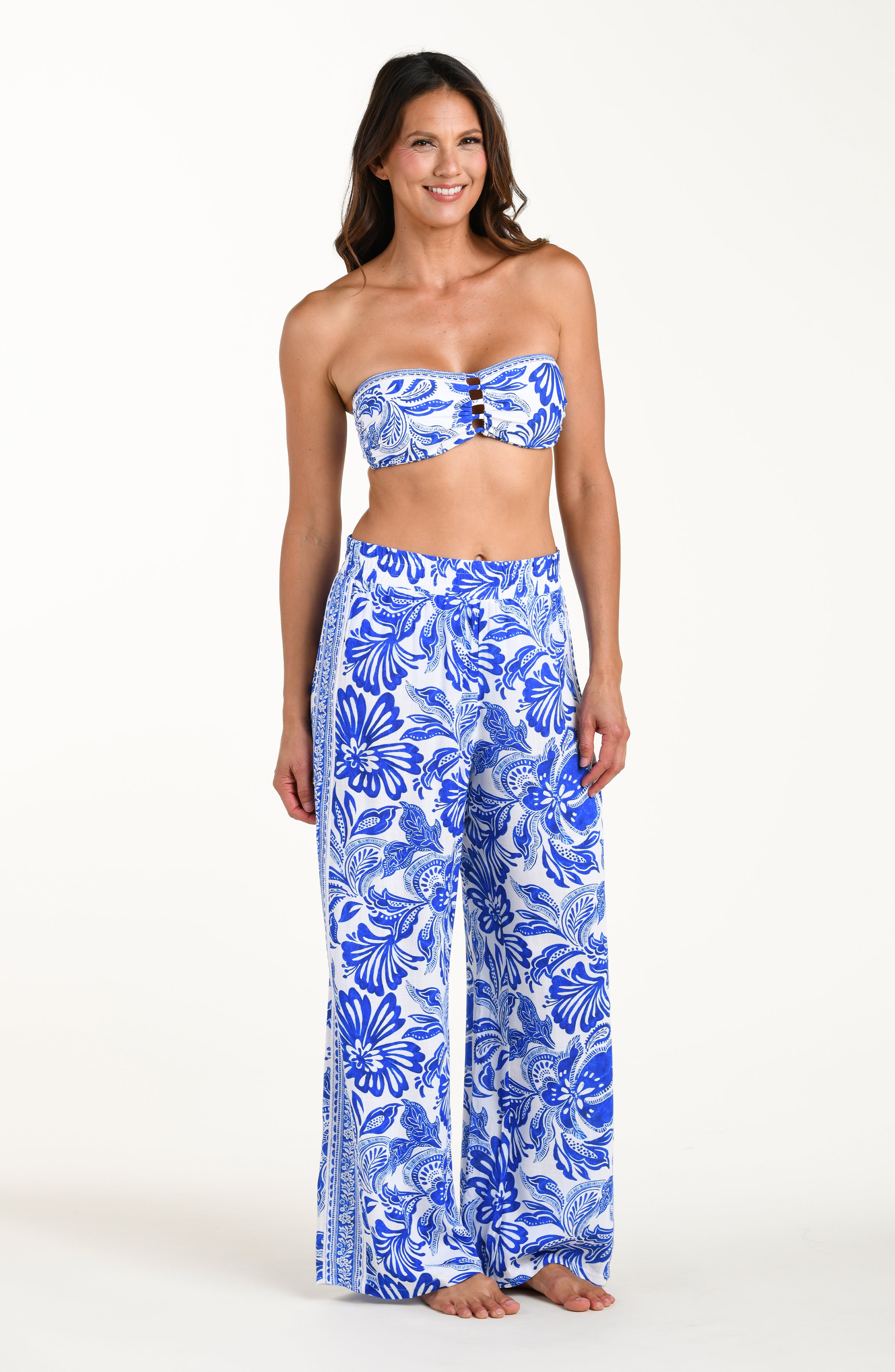 Botanical Brocade Beach Pants - Lapis – LA BLANCA
