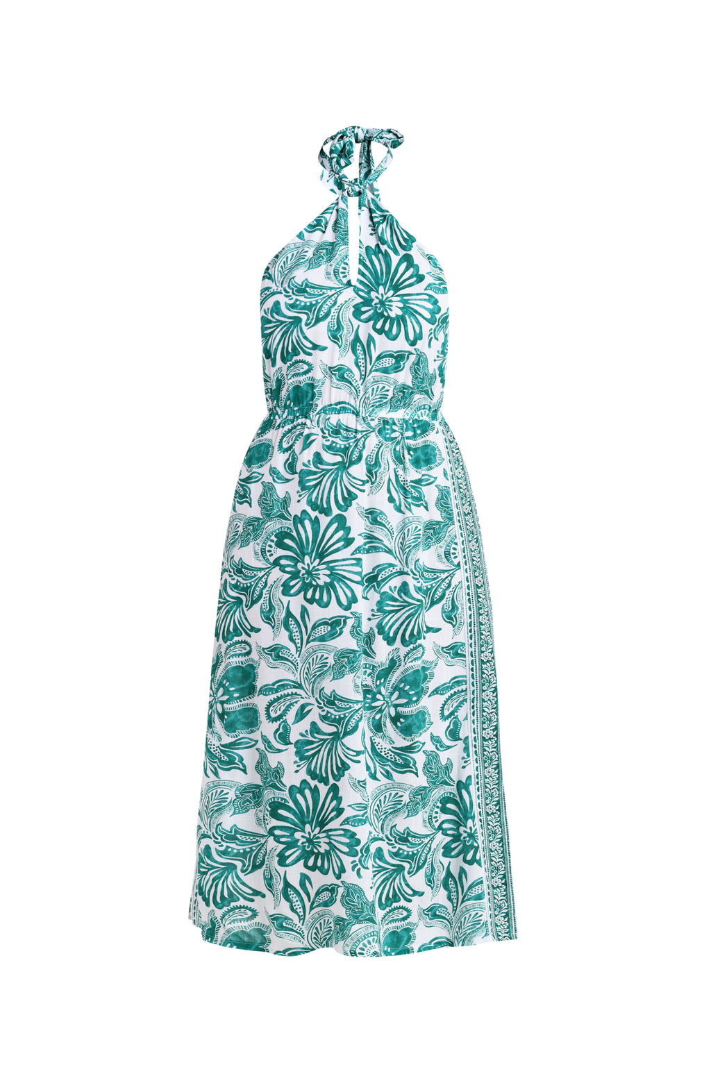 green floral dress on a white background