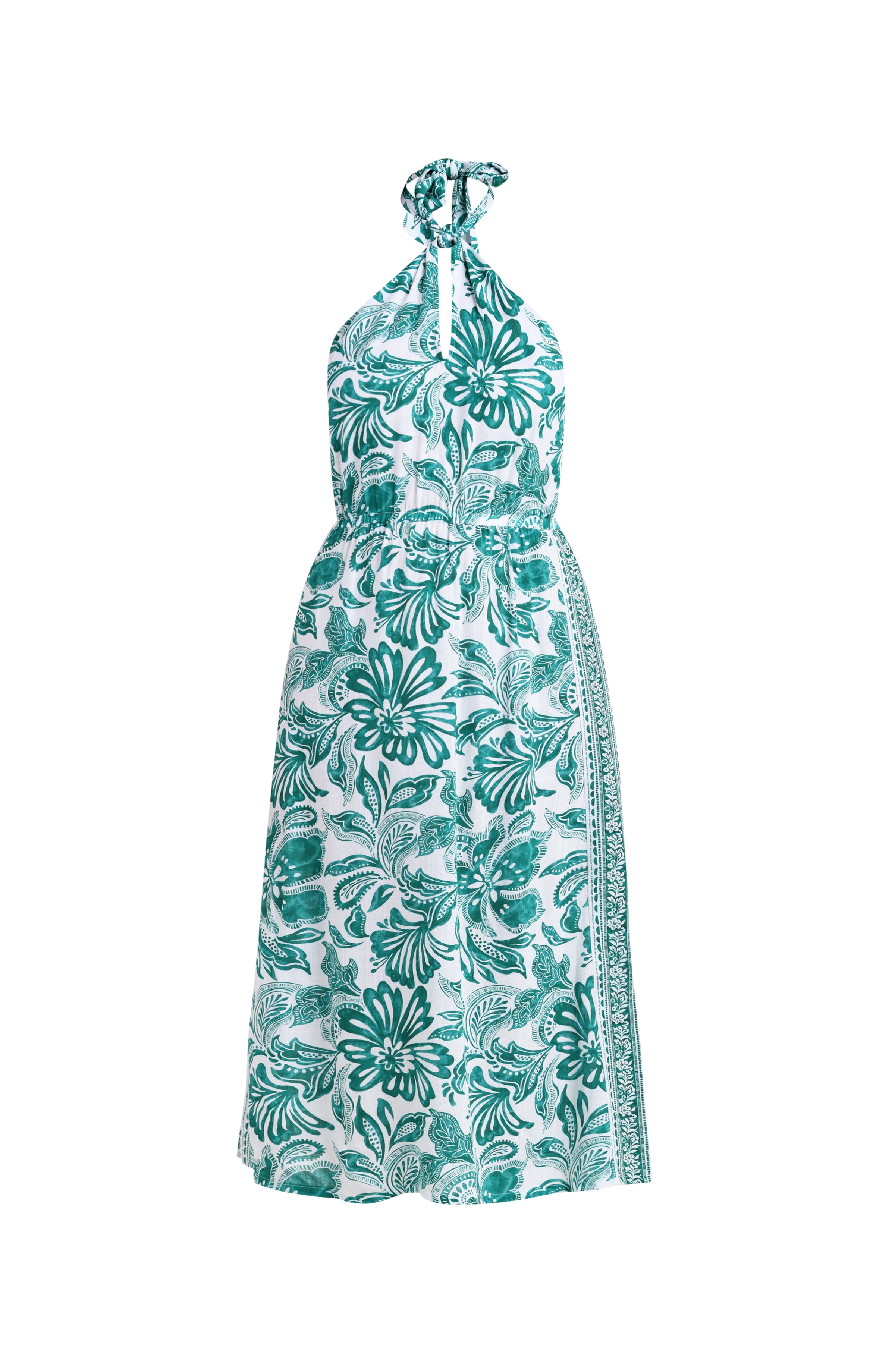 green floral dress on a white background