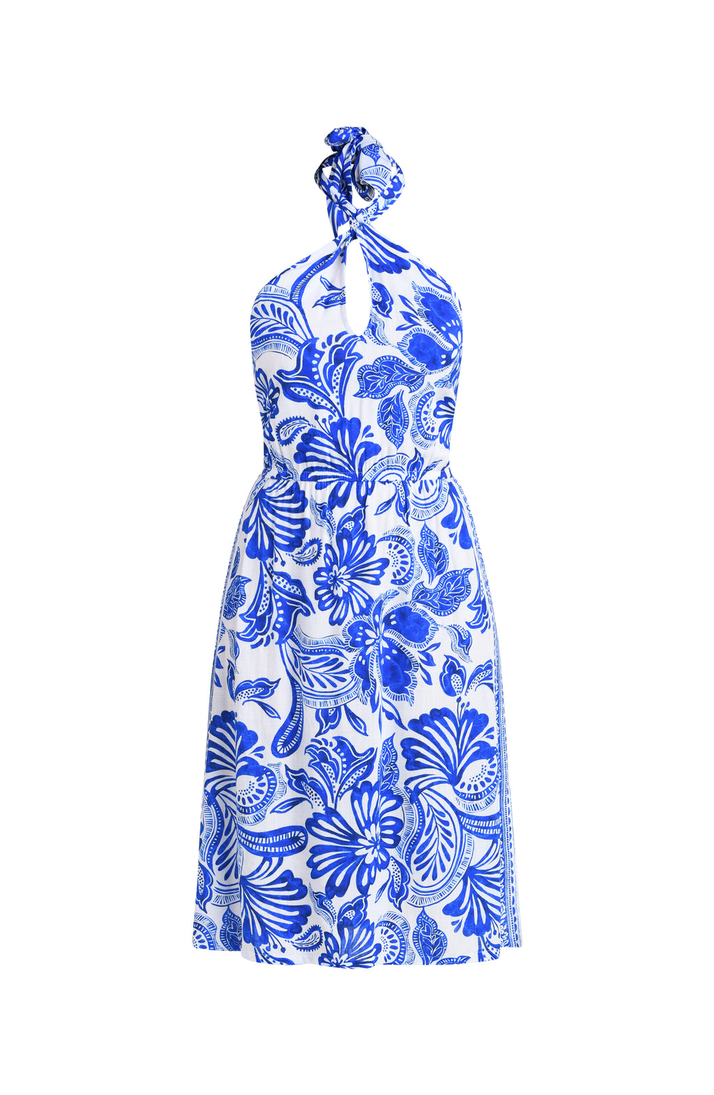 blue floral dress on a white background