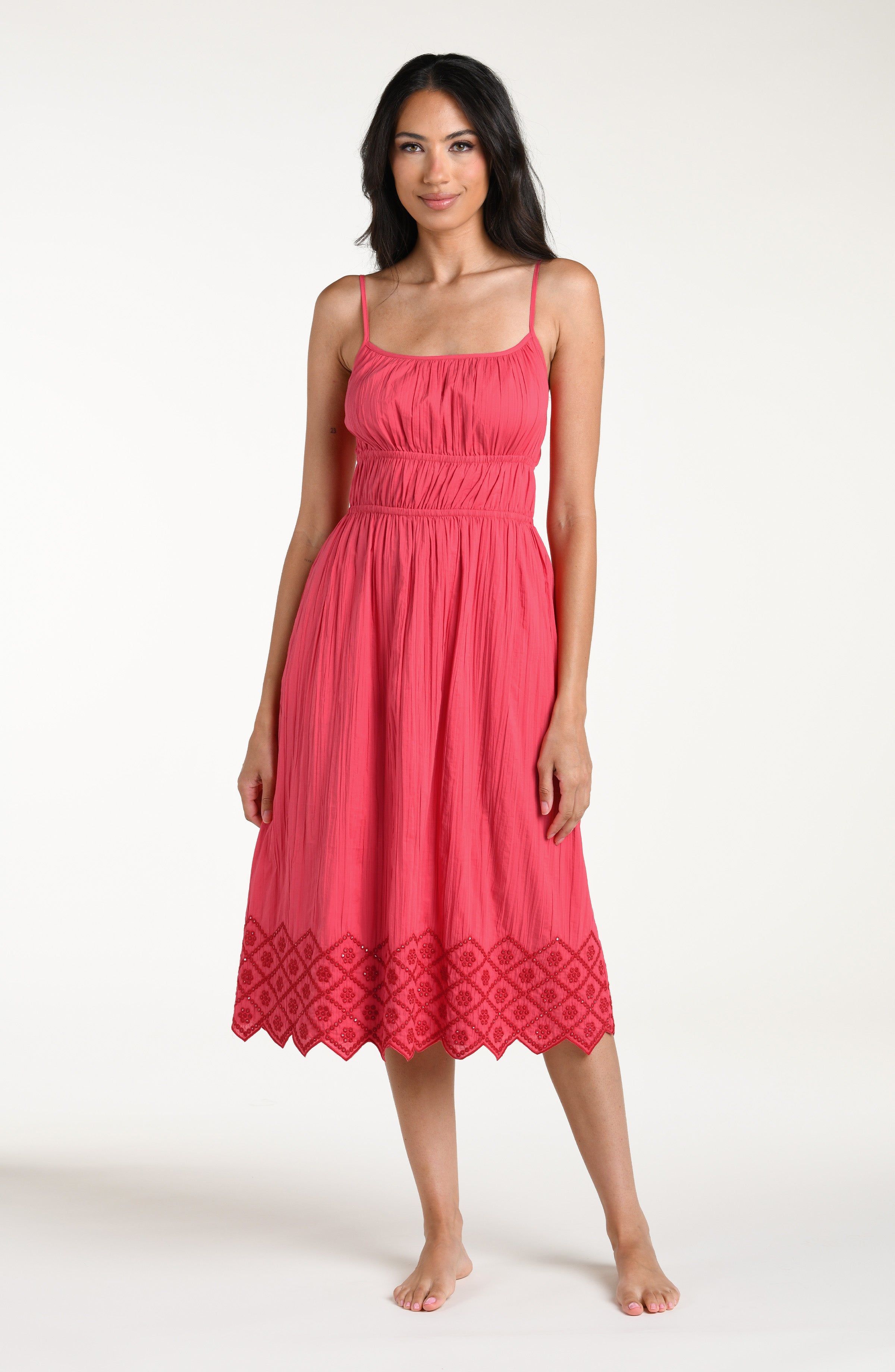 La Blanca Crinkle Collective Midi Dress Cover Up - Guava