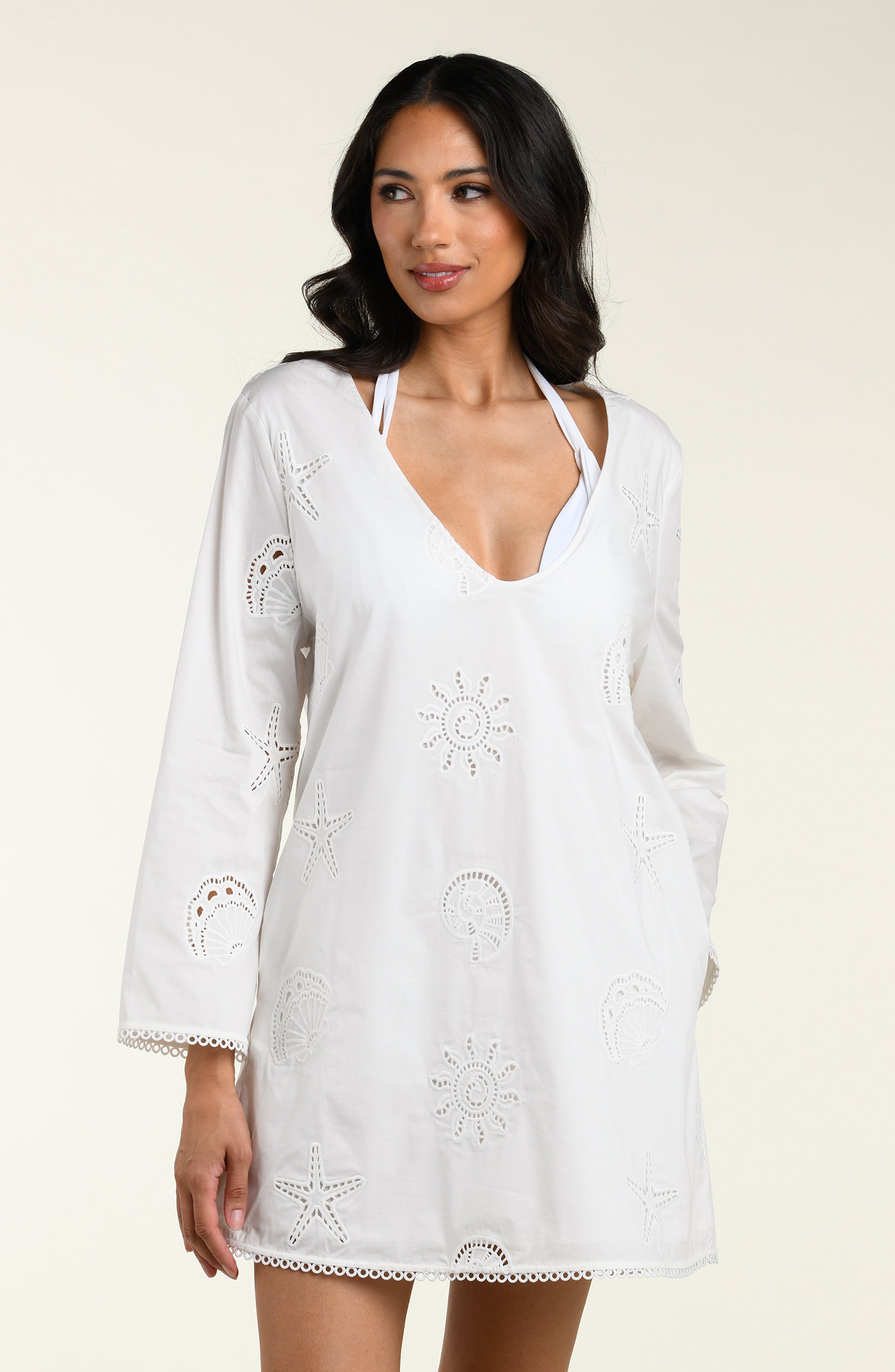 Copricostume La Blanca Island Fare Taglie Forti | Tunica Bordo Pizzo Uncinetto LA8LR55