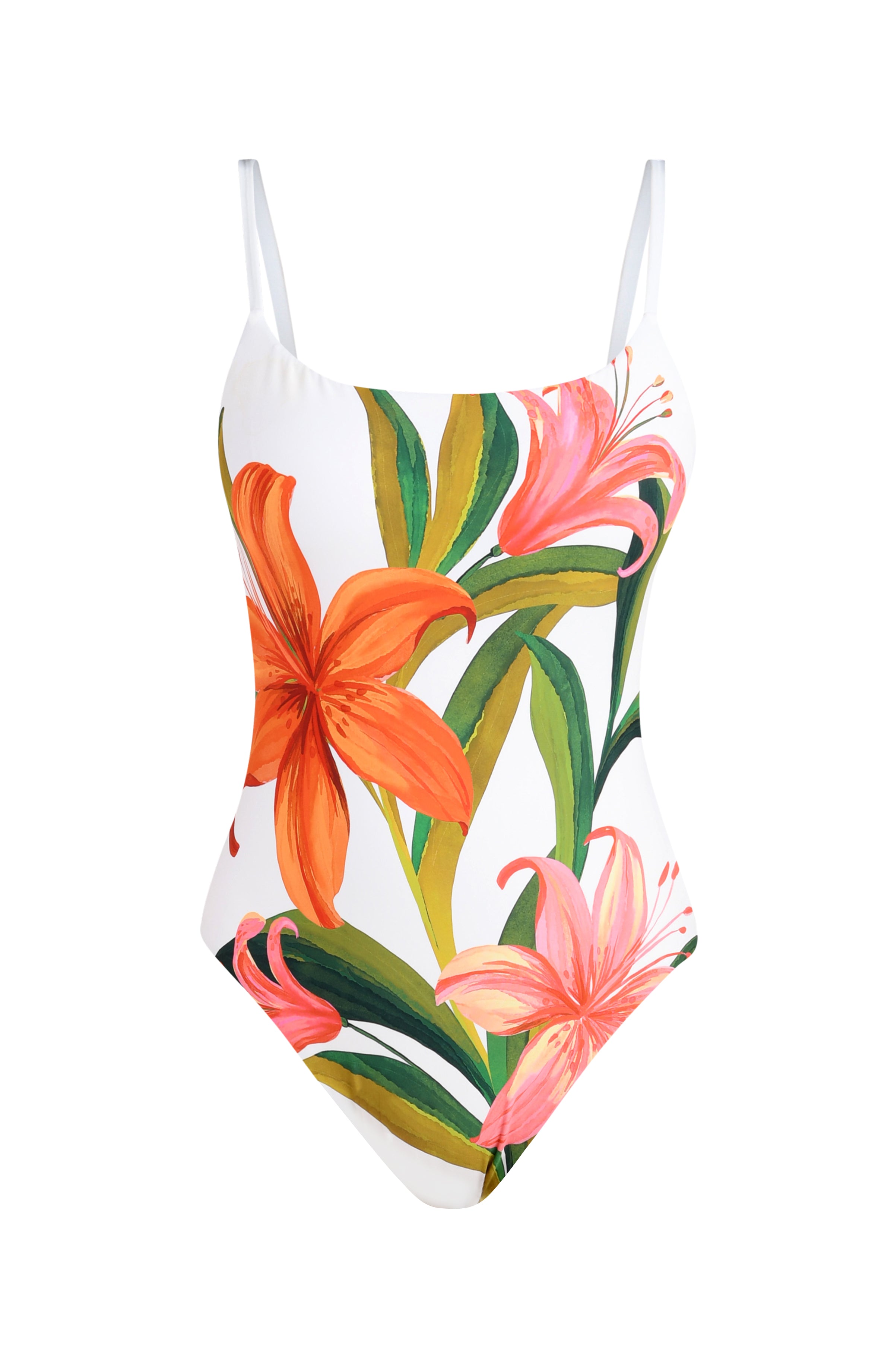 floral one-piece swimsuit on a white background