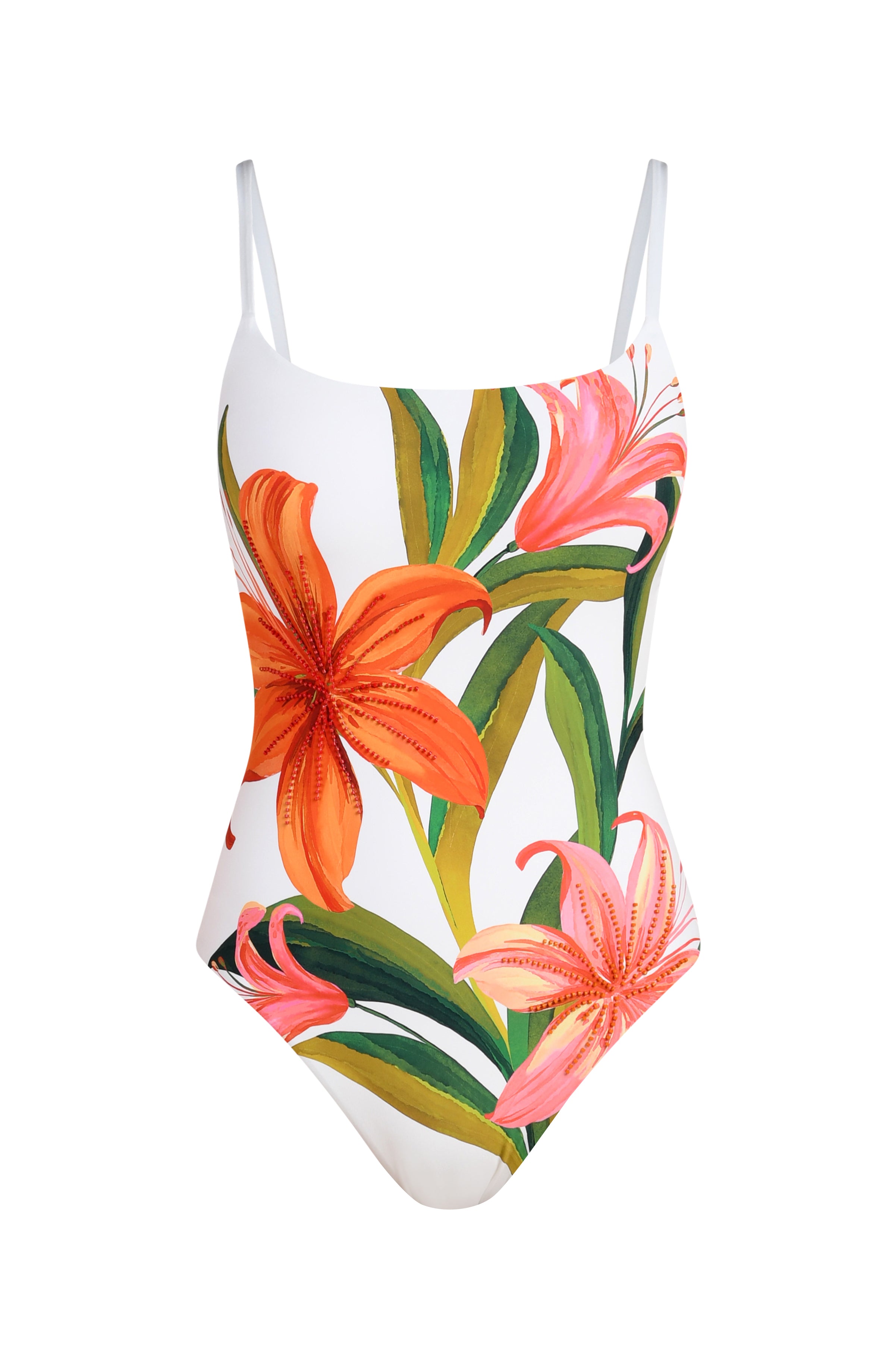 floral one piece swimsuit on a white background
