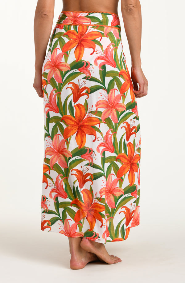 Jungle Blossoms Hem Sarong Wrap Skirt