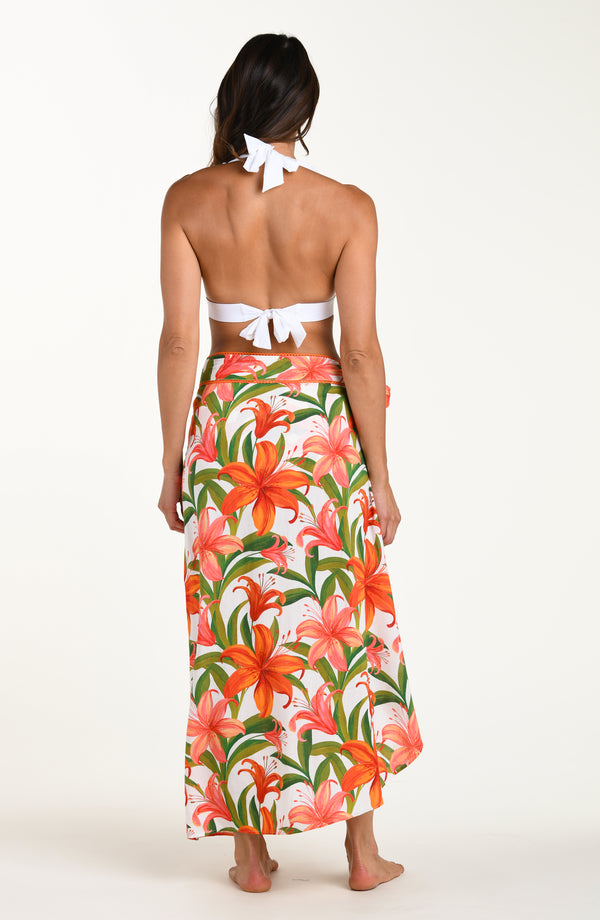 Jungle Blossoms Hem Sarong Wrap Skirt