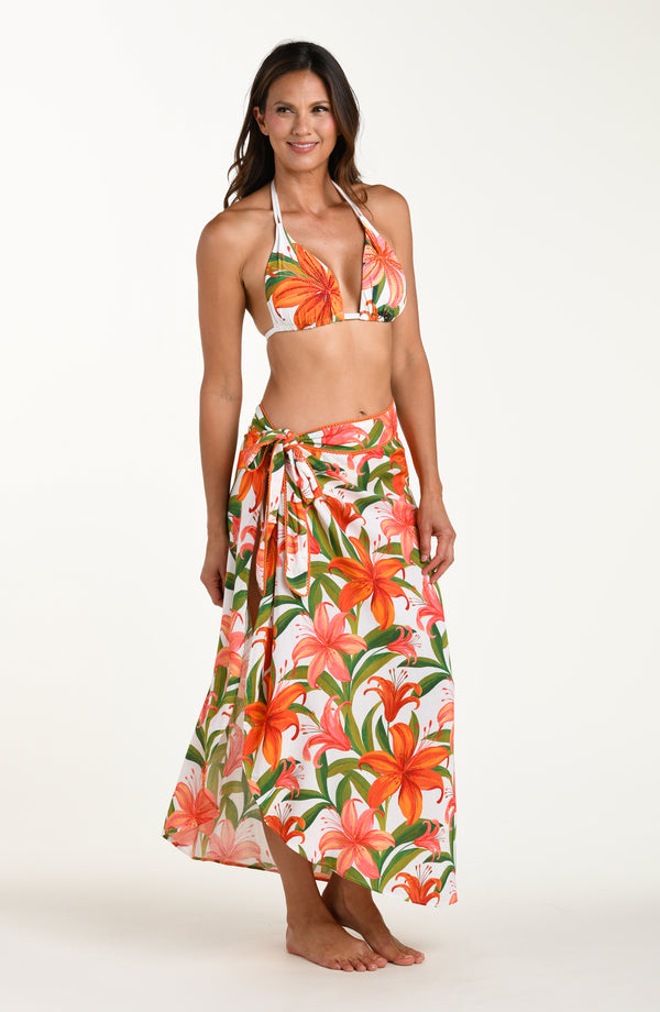Jungle Blossoms Hem Sarong Wrap Skirt