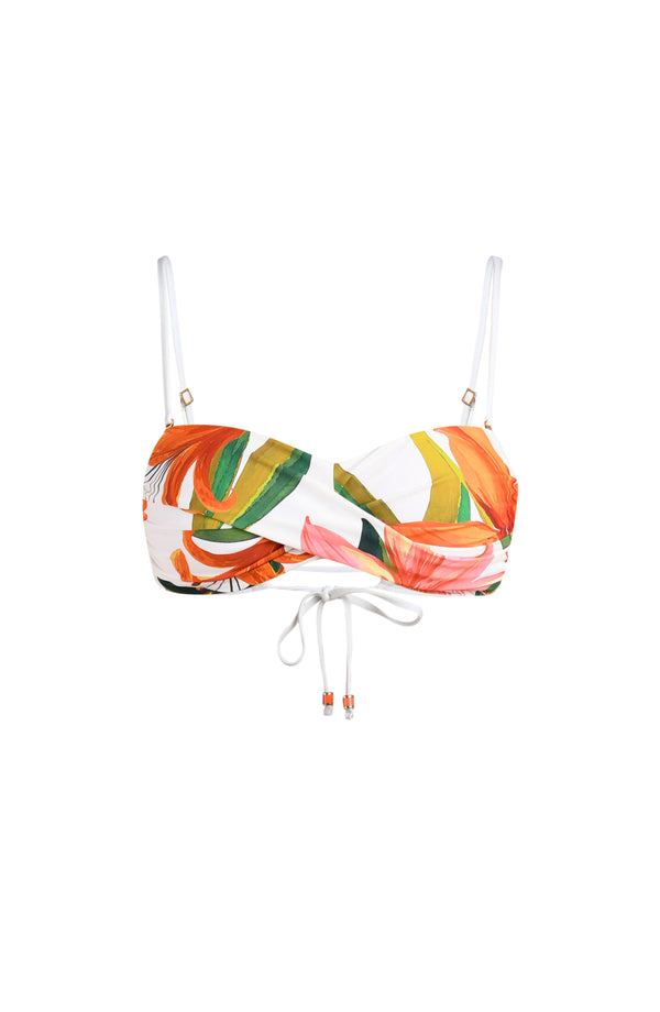 Jungle Blossoms Twist Bandeau Bikini Top