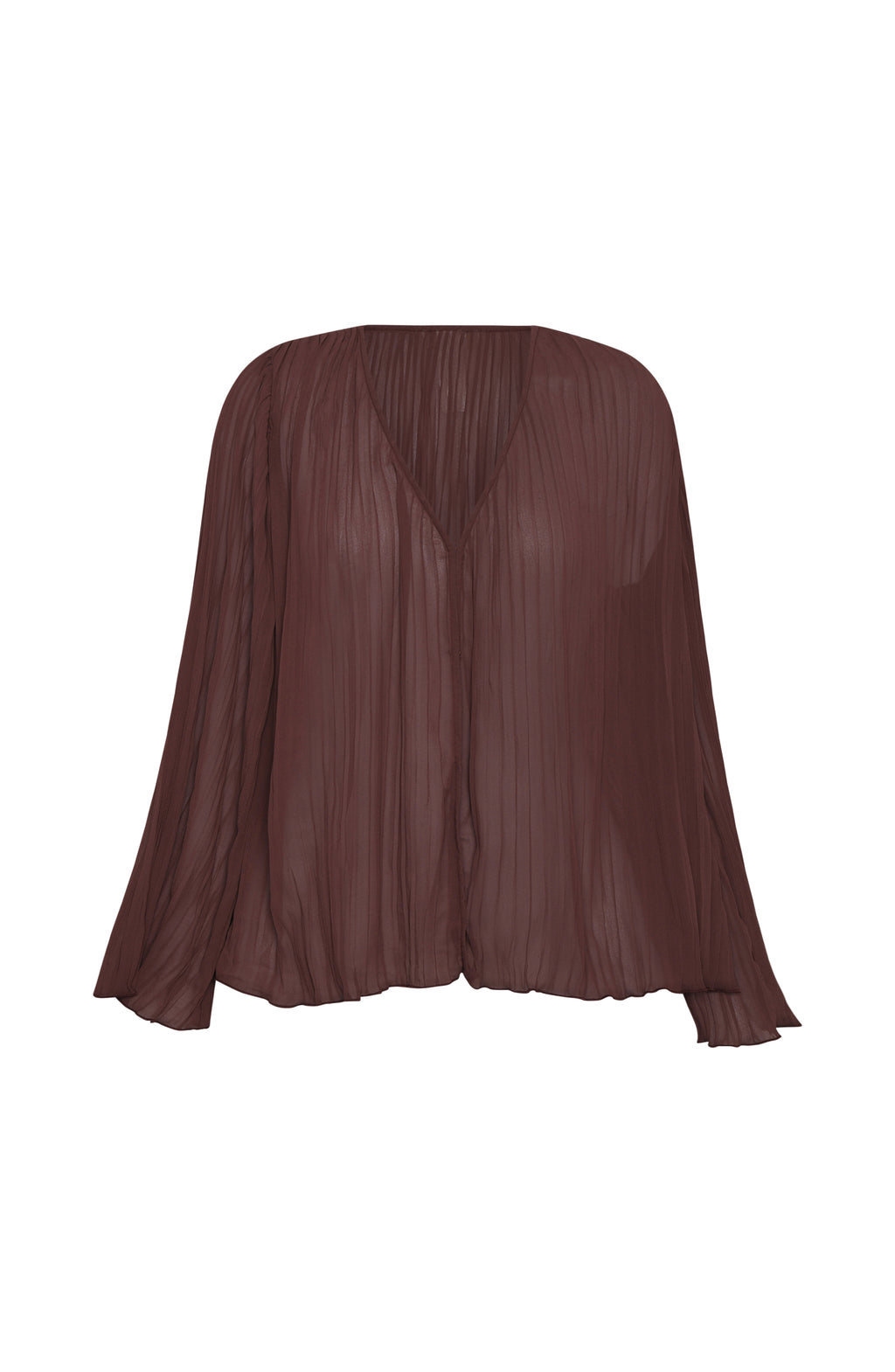 Brown pleated top on a white background