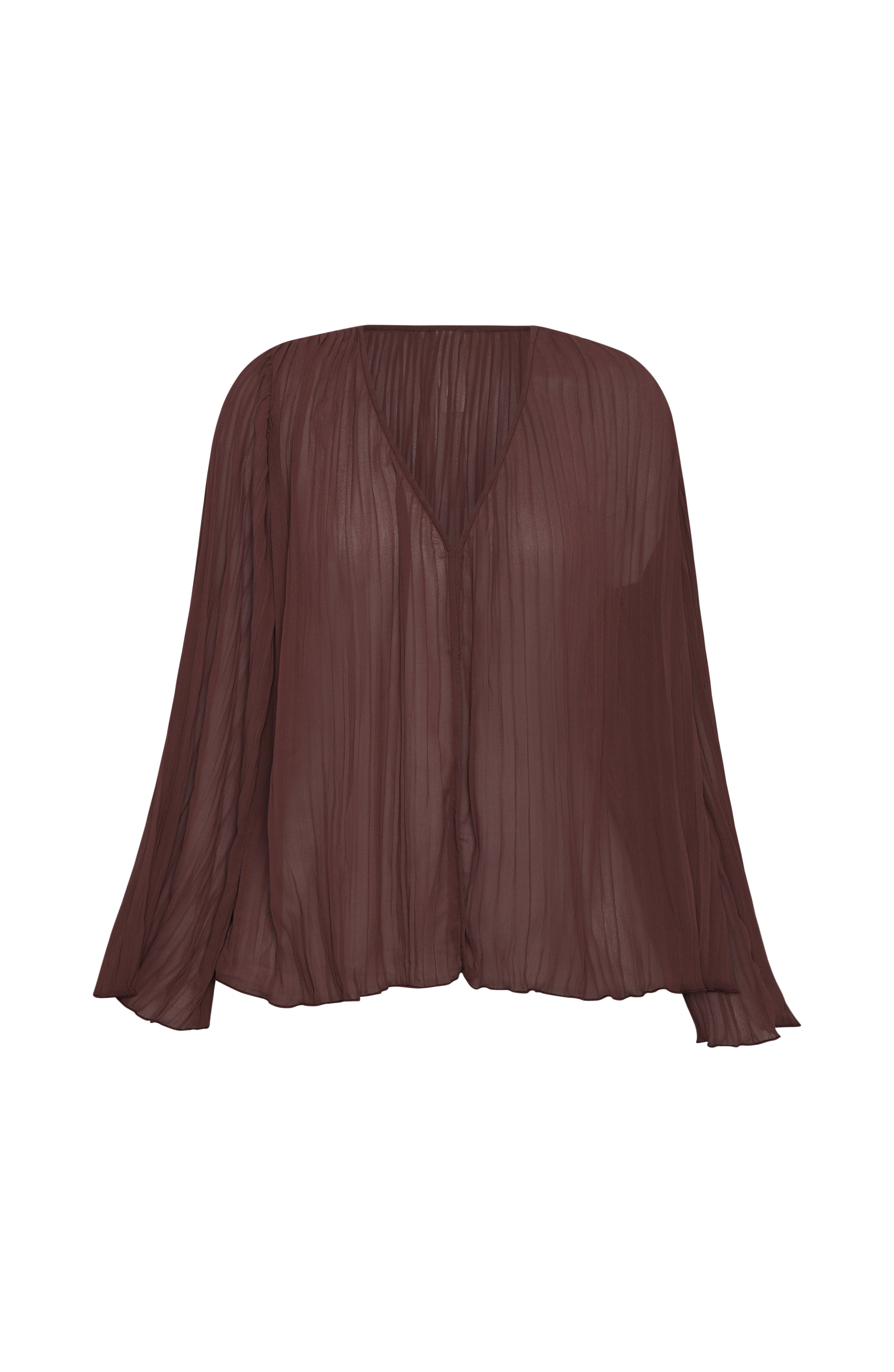 Brown pleated top on a white background