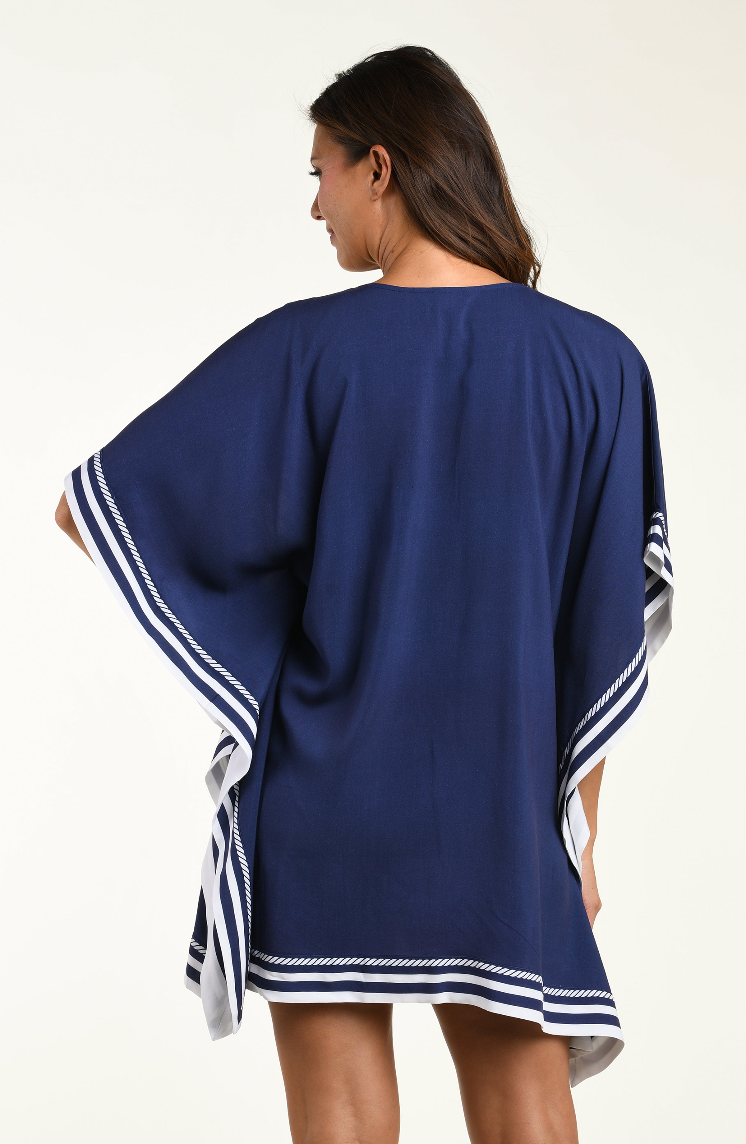Mariner Blooms V-Neck Tunic - Indigo – LA BLANCA