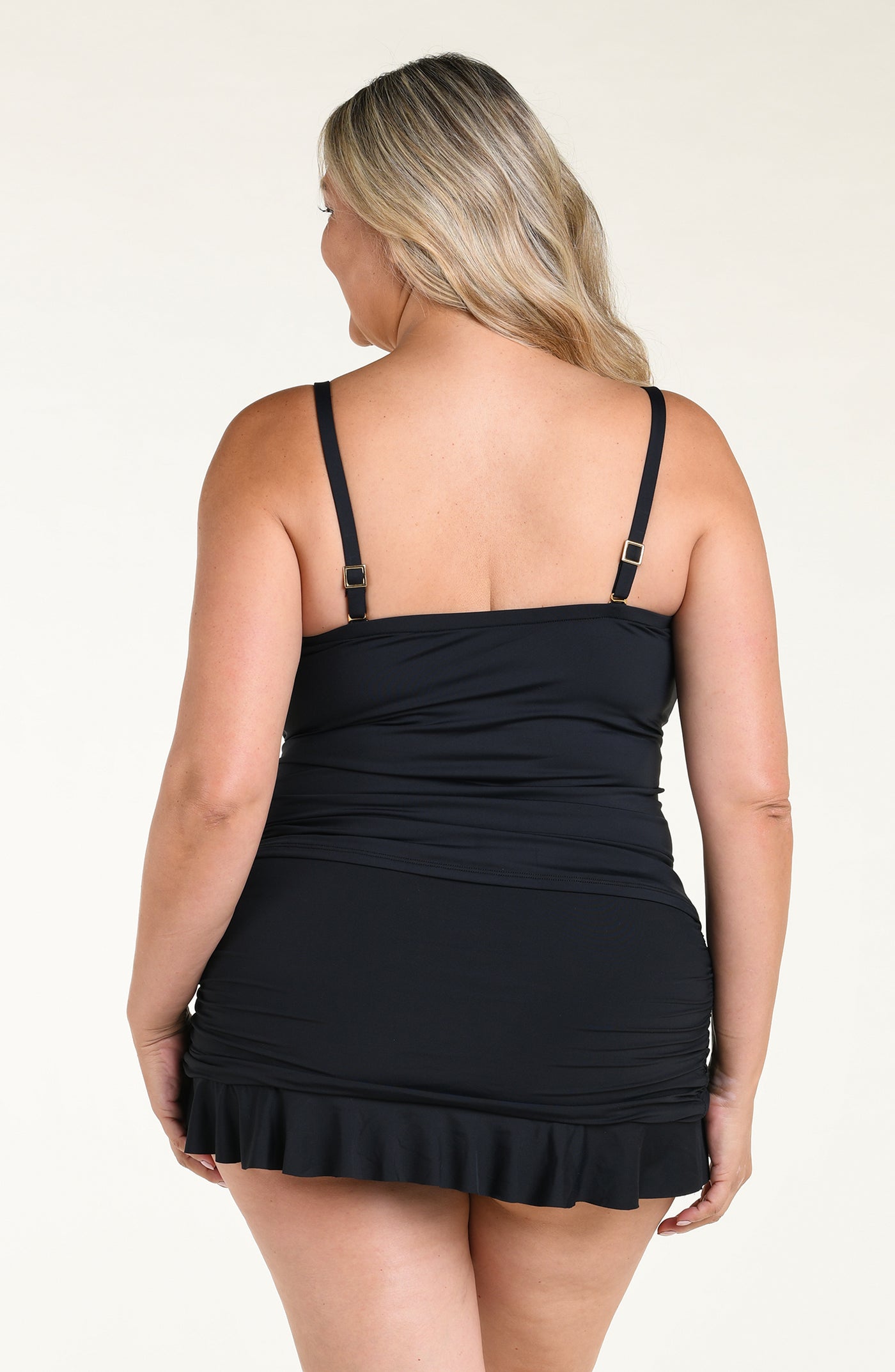 
                  
                    Island Goddess Ruffle Bandeau Tankini Top - Black
                  
                