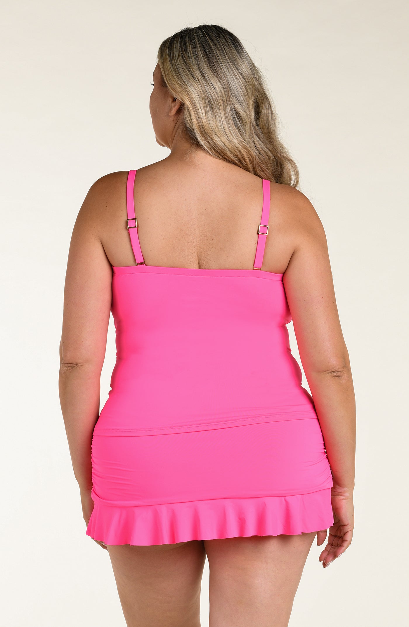 
                  
                    Island Goddess Ruffle Bandeau Tankini Top - Bright Pink
                  
                