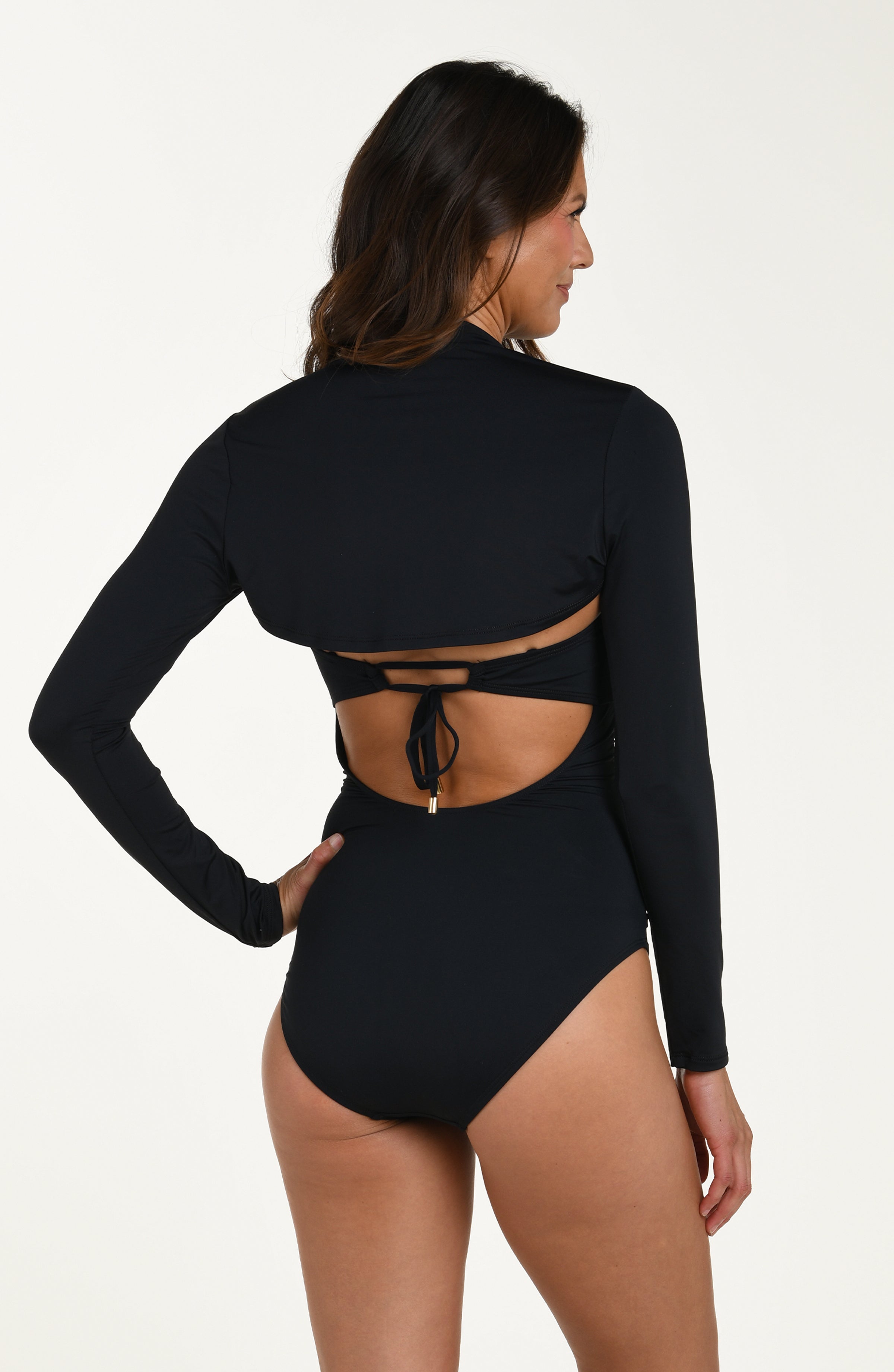 Island Goddess Long Sleeve Overlay Top - Black – LA BLANCA