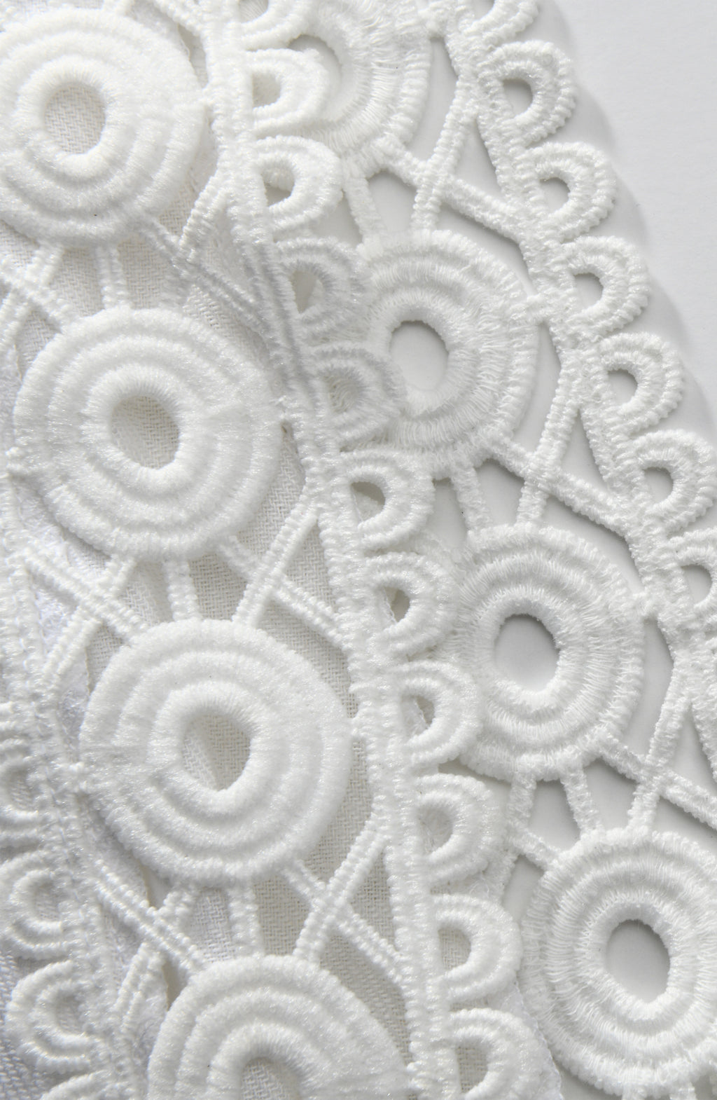 Close-up of intricate white lace pattern