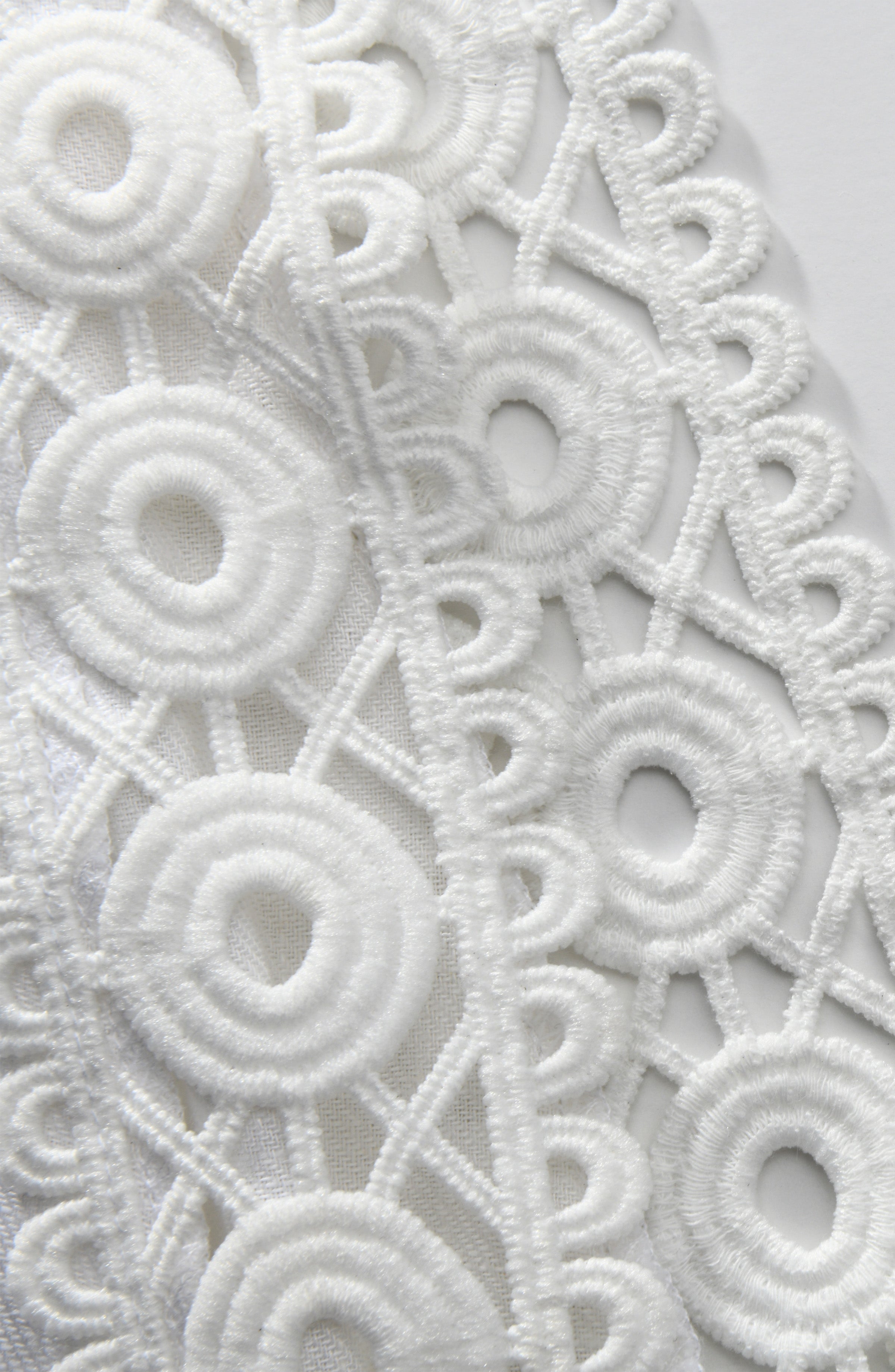 Close-up of intricate white lace pattern