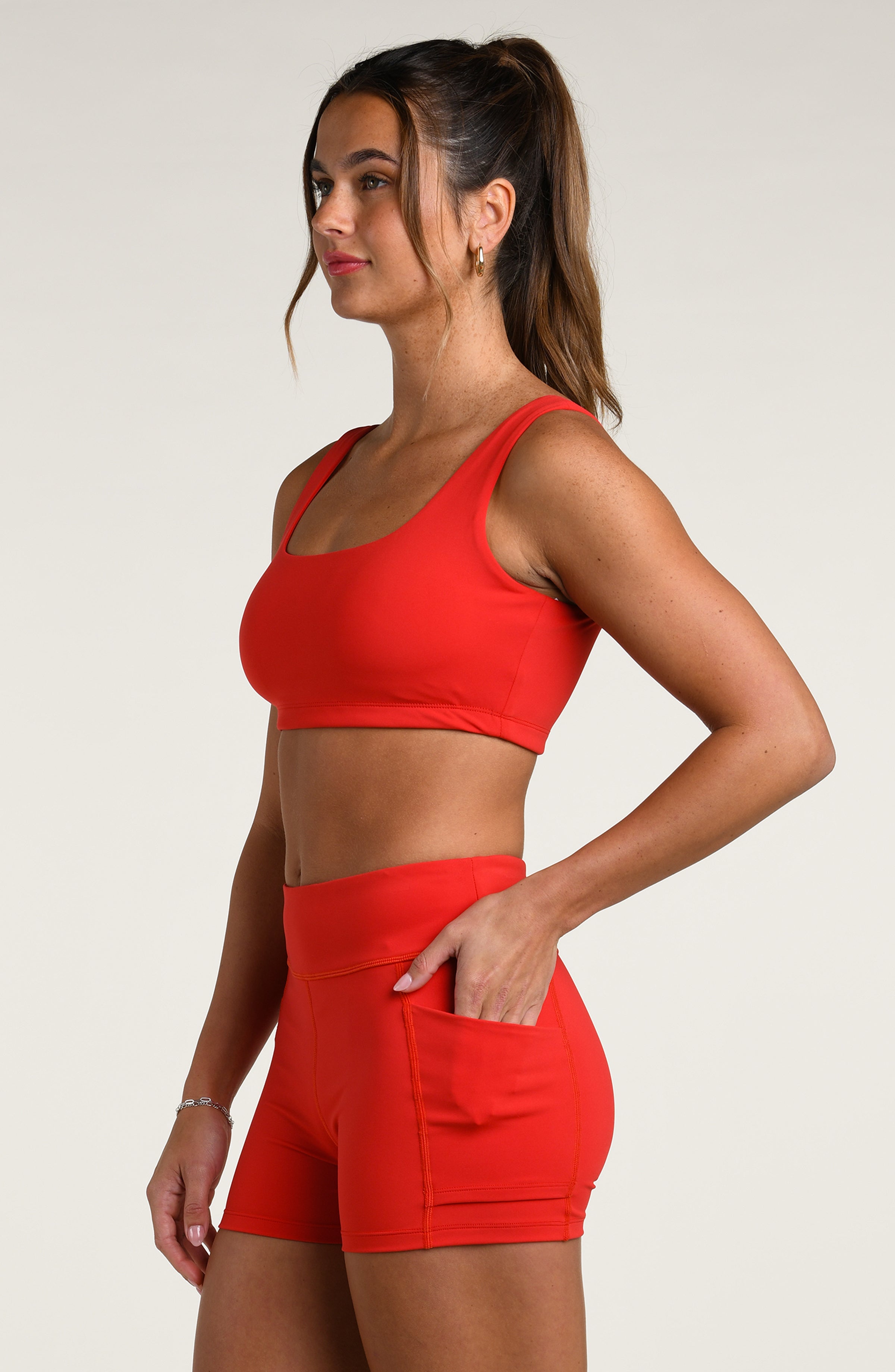 Court Coquette Solid Sports Bra - Ruby
