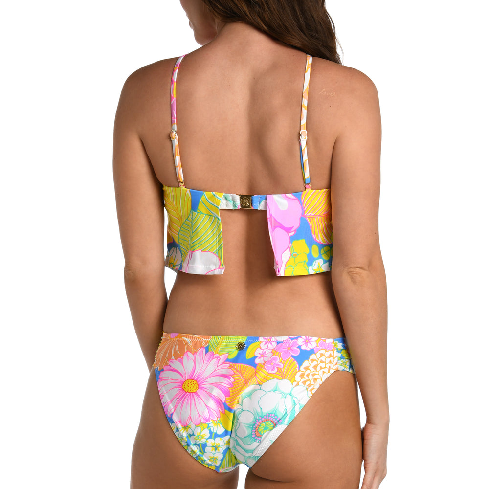 
                  
                    Model is wearing a light pastel multicolored floral printed high neck midkini top from our Botanical Bliss collection.
                  
                