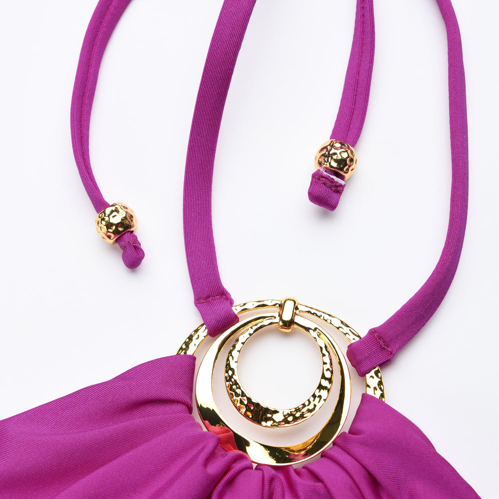 
                  
                    Detail image of the Sunshine 79 Sunshine Solids High Neck One Piece in Bright Violet.
                  
                