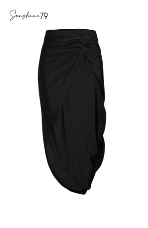 Gypset Solids black pull-on faux pareo cover up wrap