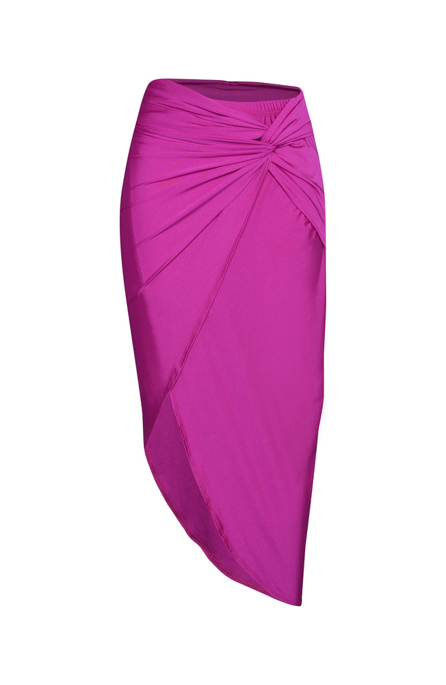 Image of the  Sunshine 79 Sunshine Solids Pull-On Faux Pareo Wrap in Bright Violet.