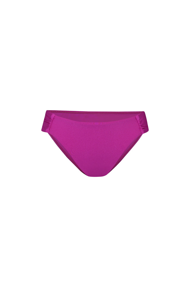 Image of the Sunshine 79 Sunshine Solids Side Shirred Hipster Bottom in Bright Violet.